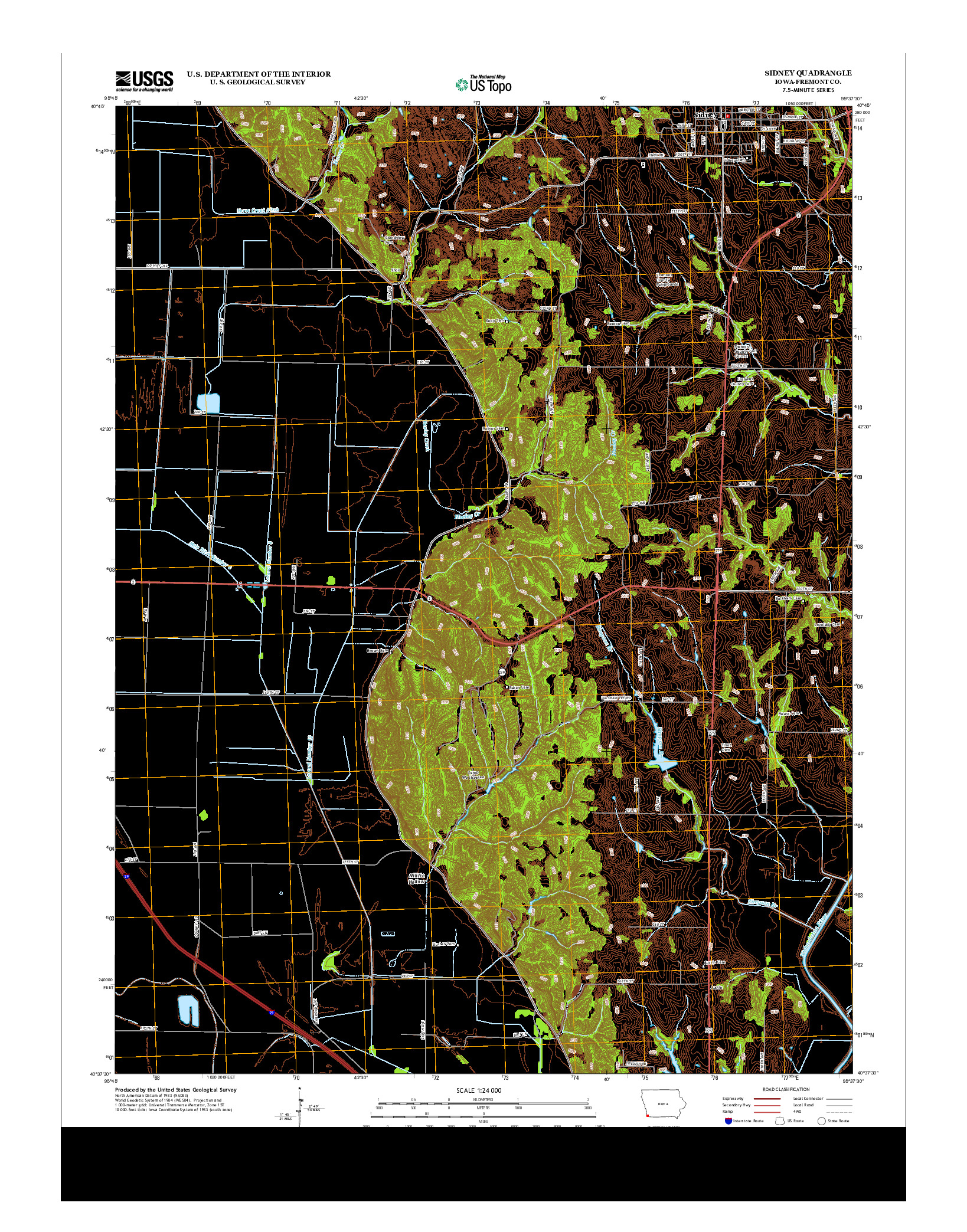 USGS US TOPO 7.5-MINUTE MAP FOR SIDNEY, IA 2013