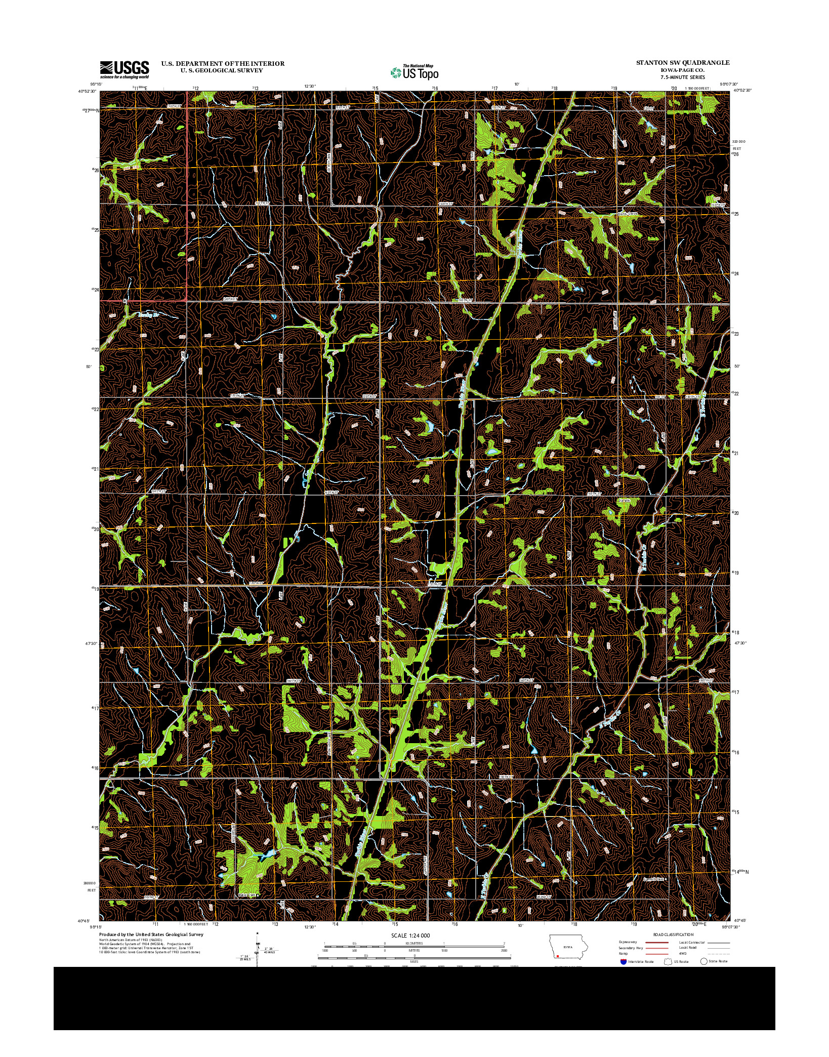 USGS US TOPO 7.5-MINUTE MAP FOR STANTON SW, IA 2013