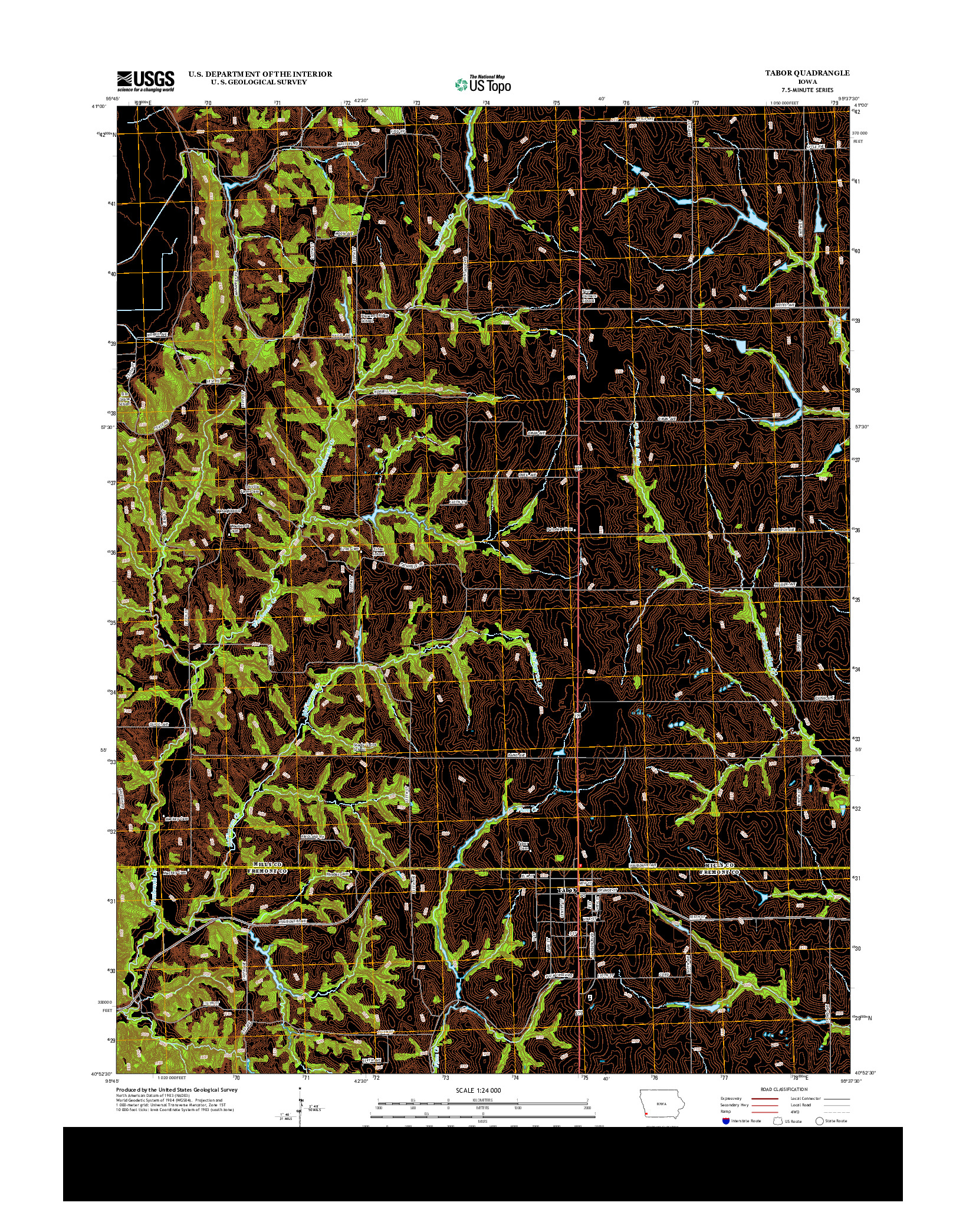 USGS US TOPO 7.5-MINUTE MAP FOR TABOR, IA 2013