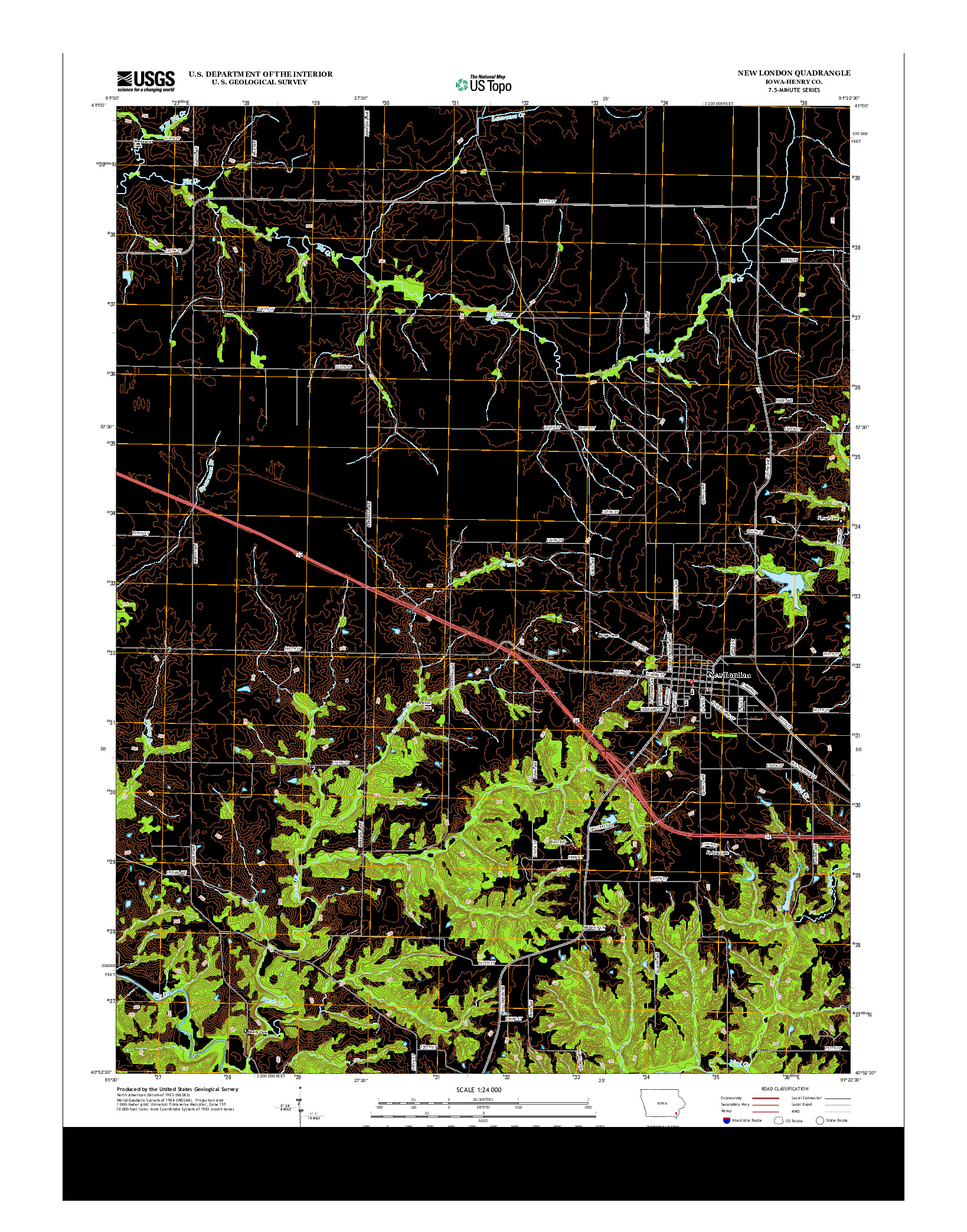 USGS US TOPO 7.5-MINUTE MAP FOR NEW LONDON, IA 2013