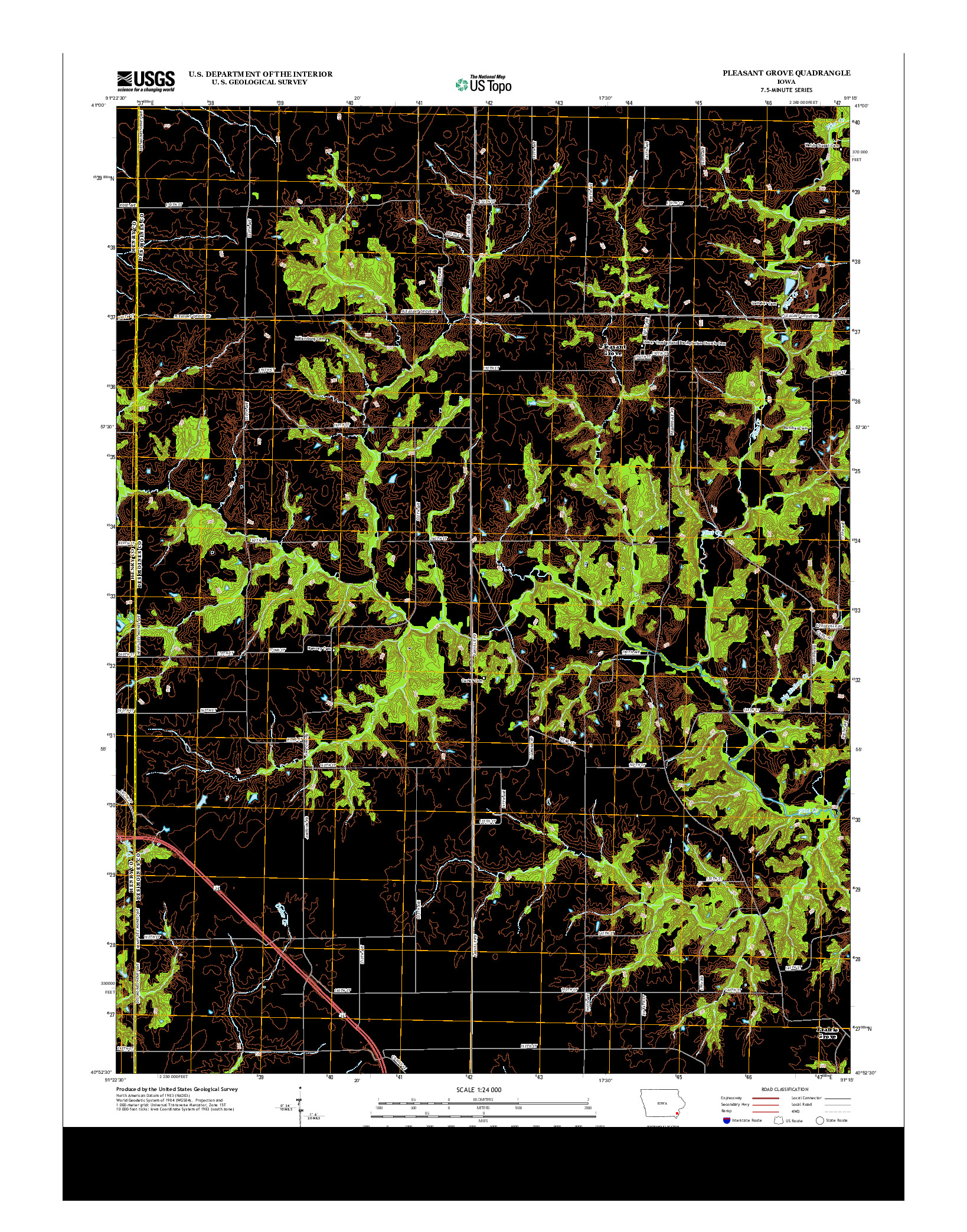 USGS US TOPO 7.5-MINUTE MAP FOR PLEASANT GROVE, IA 2013