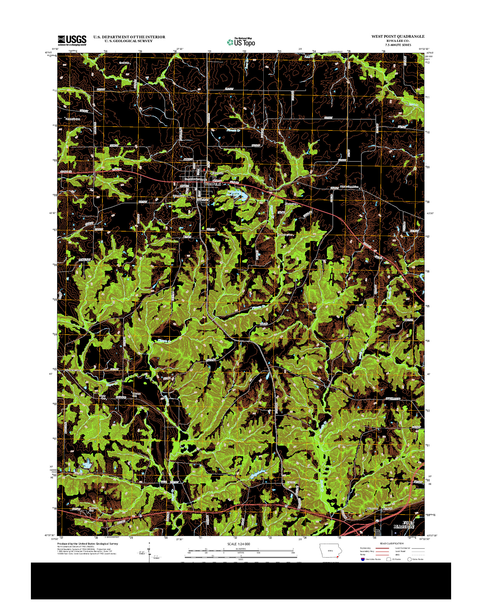 USGS US TOPO 7.5-MINUTE MAP FOR WEST POINT, IA 2013