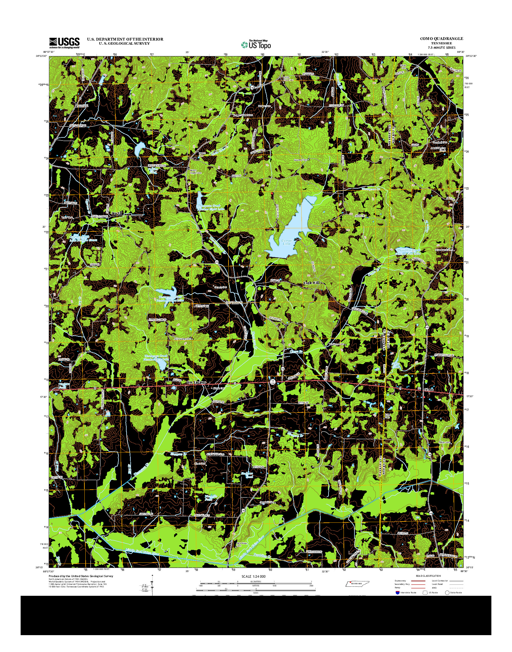 USGS US TOPO 7.5-MINUTE MAP FOR COMO, TN 2013