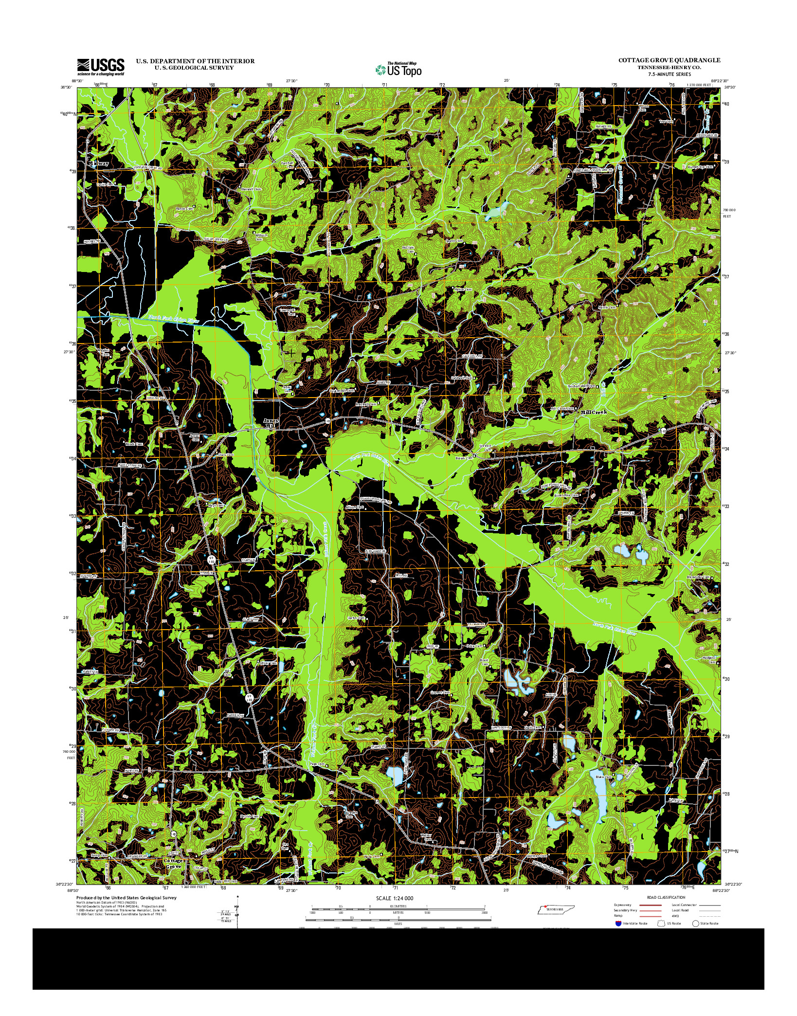 USGS US TOPO 7.5-MINUTE MAP FOR COTTAGE GROVE, TN 2013