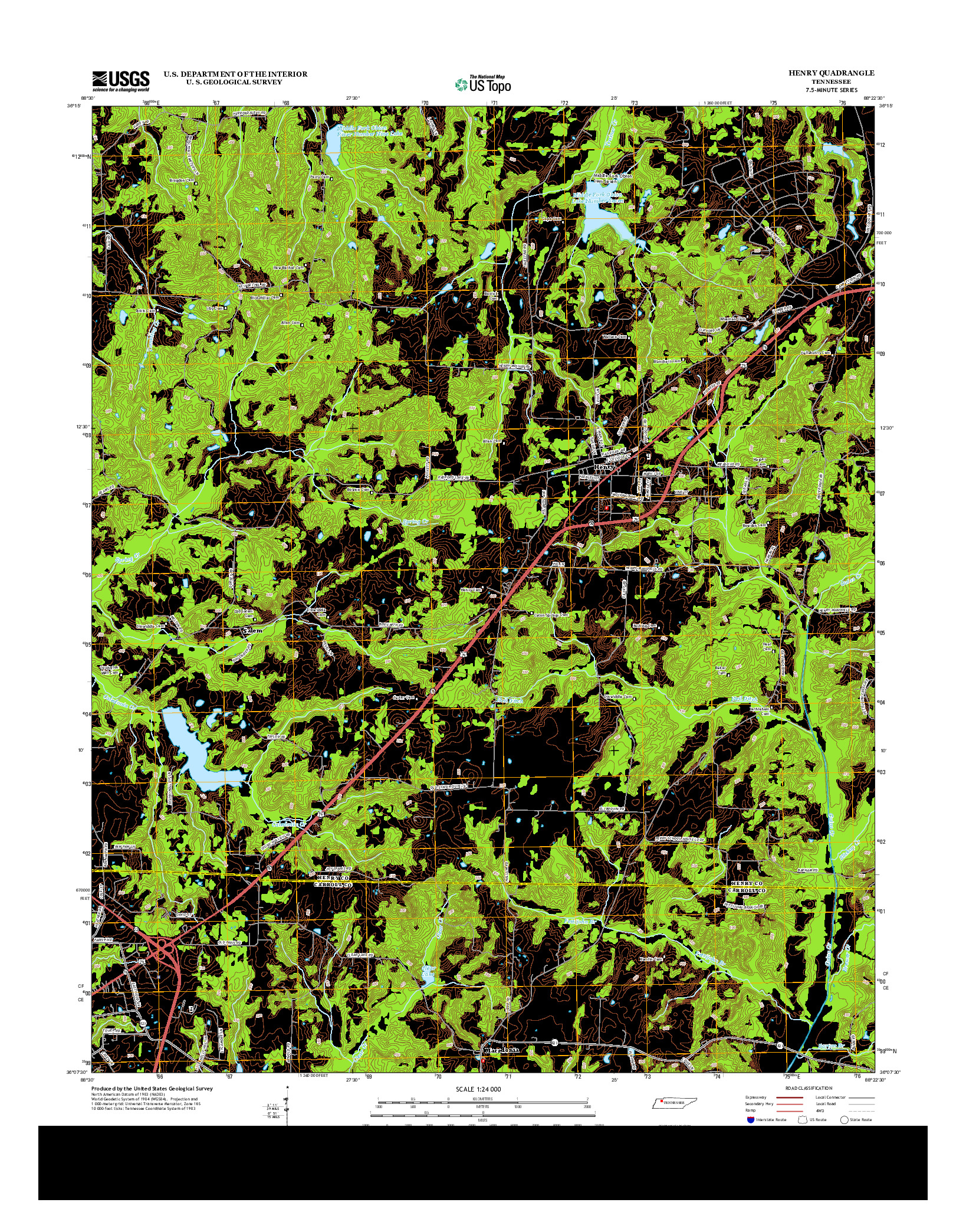 USGS US TOPO 7.5-MINUTE MAP FOR HENRY, TN 2013