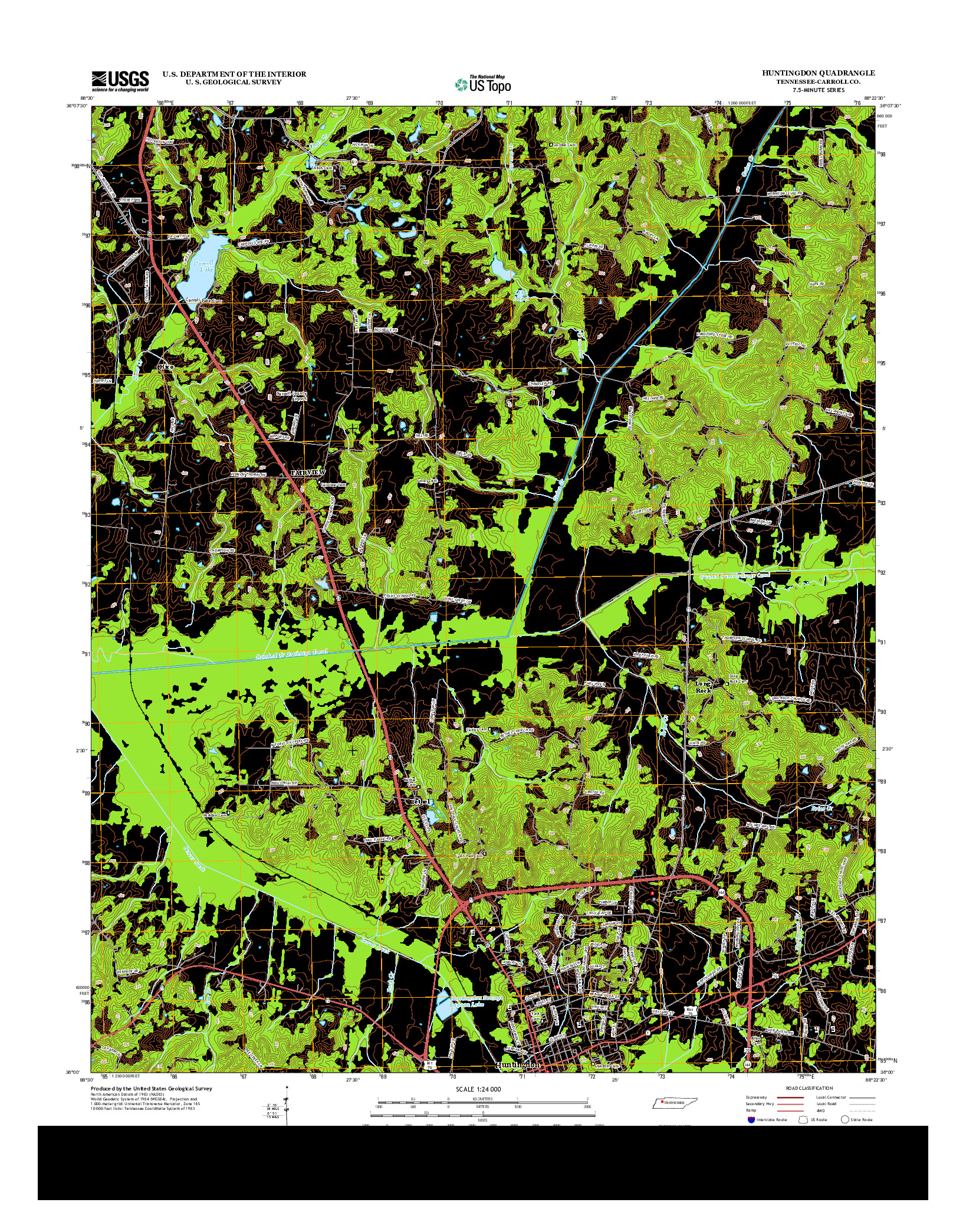 USGS US TOPO 7.5-MINUTE MAP FOR HUNTINGDON, TN 2013