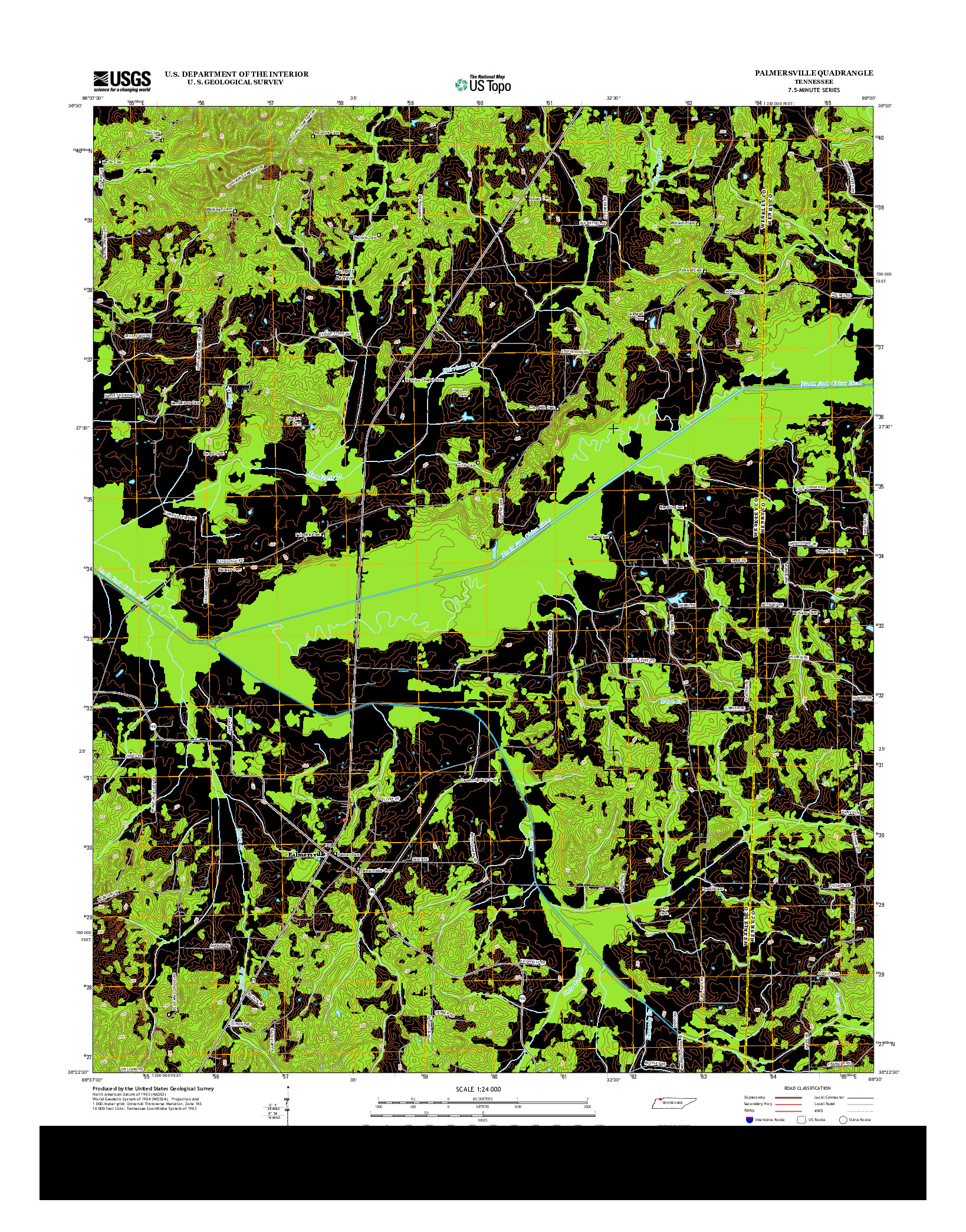 USGS US TOPO 7.5-MINUTE MAP FOR PALMERSVILLE, TN 2013