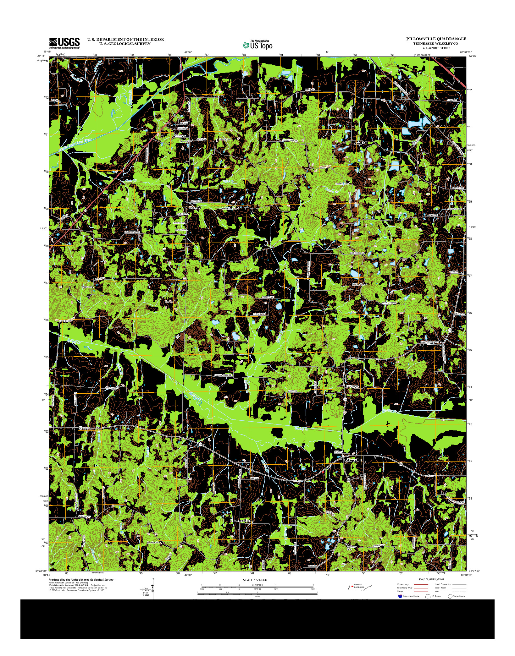 USGS US TOPO 7.5-MINUTE MAP FOR PILLOWVILLE, TN 2013