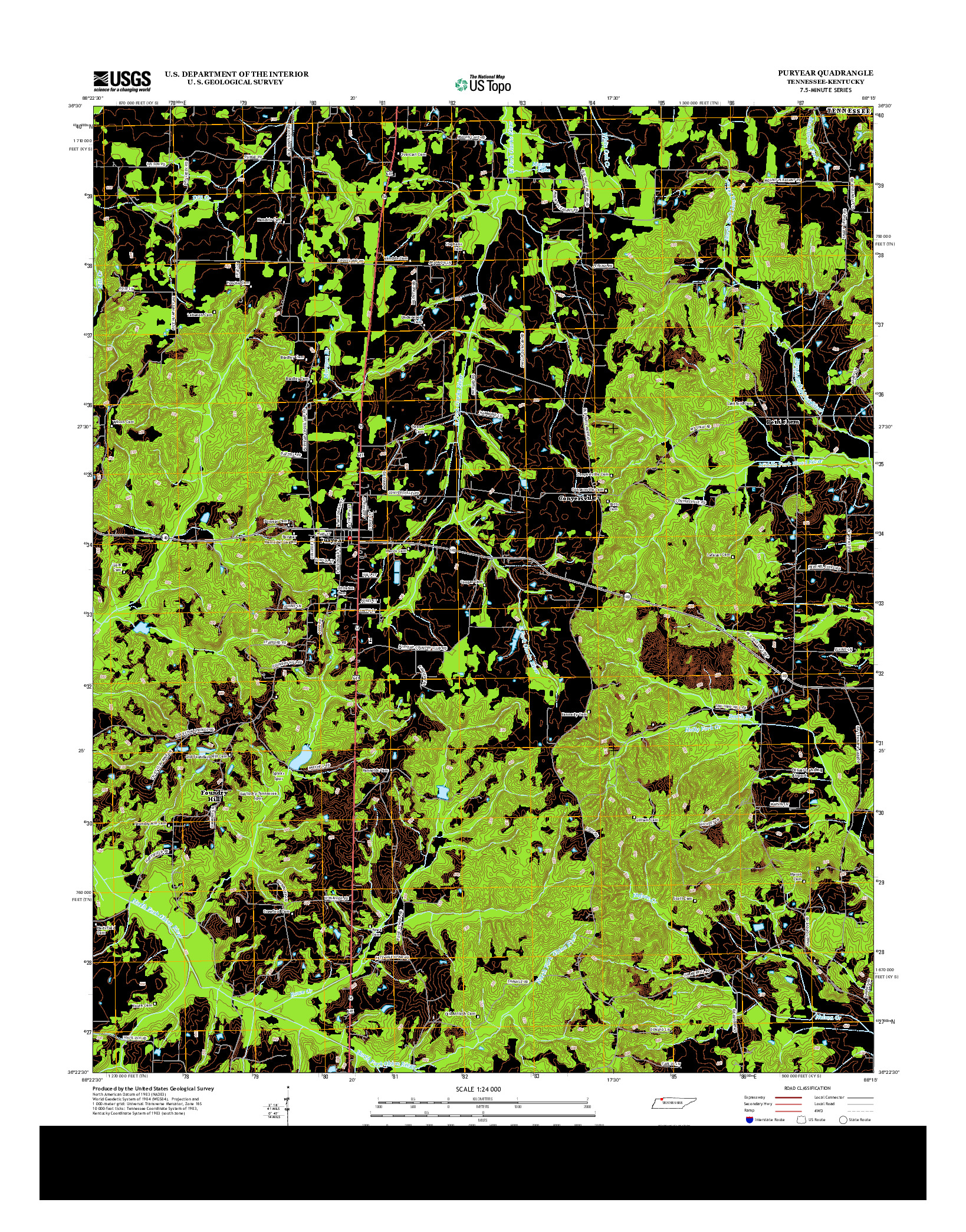 USGS US TOPO 7.5-MINUTE MAP FOR PURYEAR, TN-KY 2013