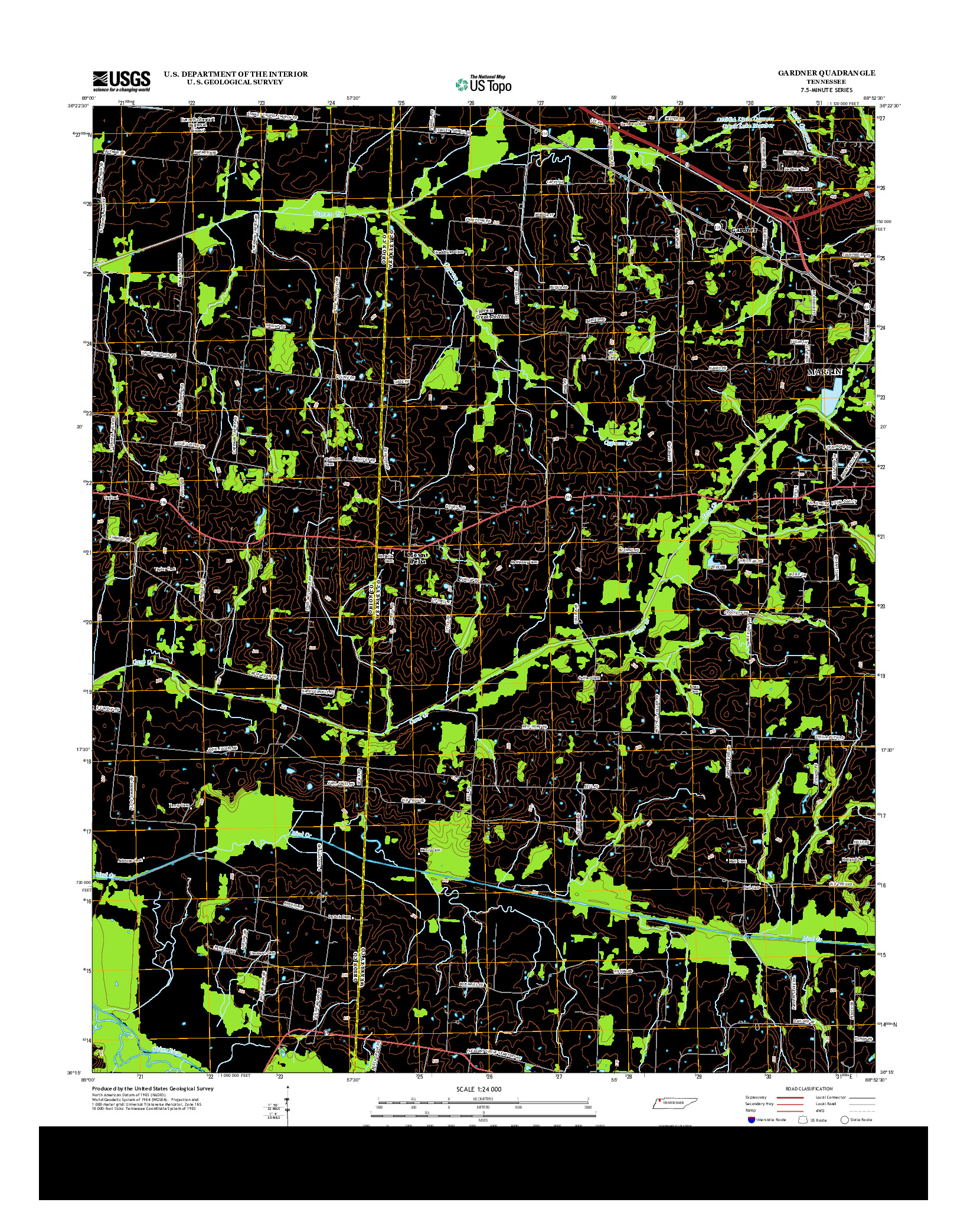 USGS US TOPO 7.5-MINUTE MAP FOR GARDNER, TN 2013