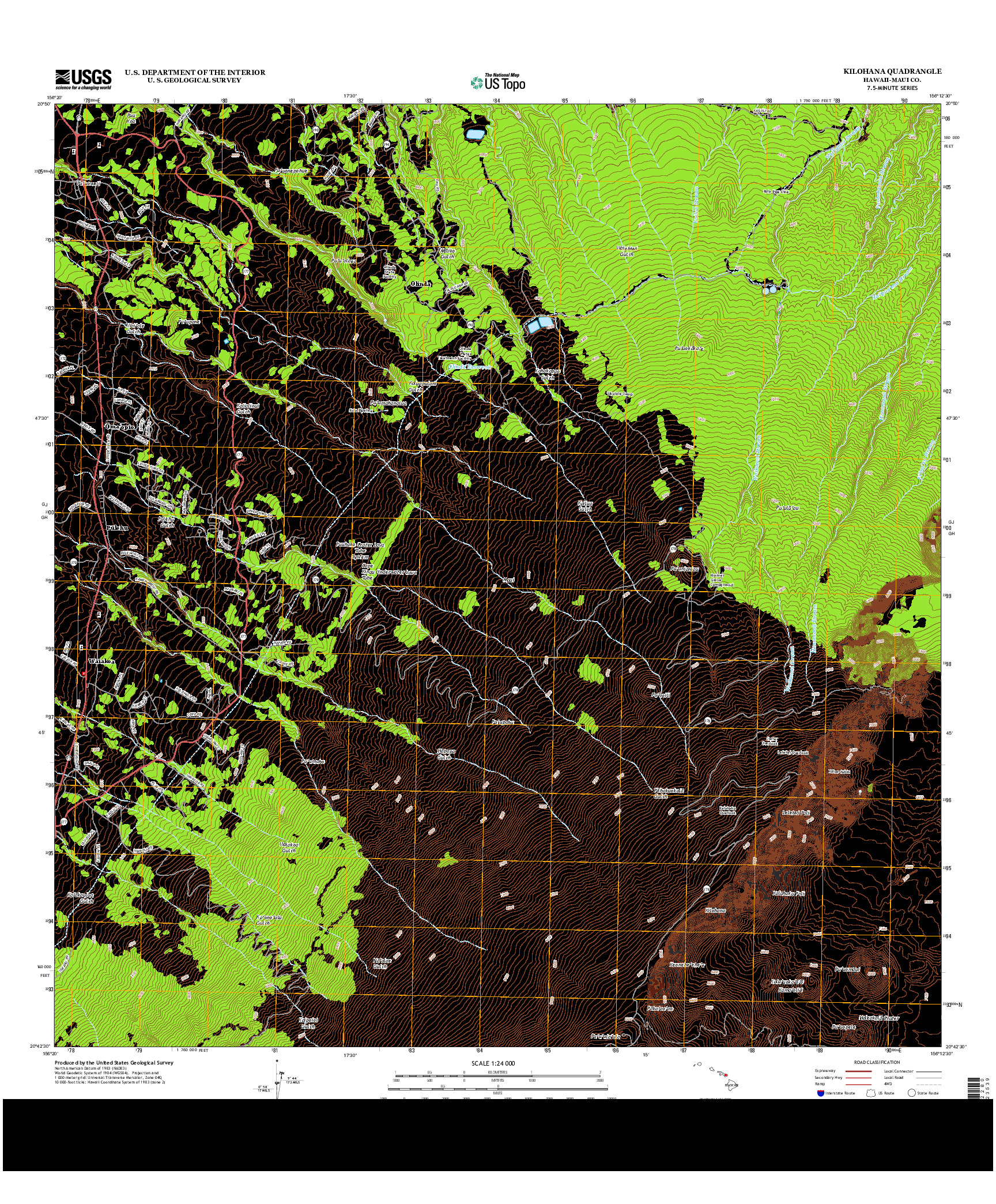 USGS US TOPO 7.5-MINUTE MAP FOR KILOHANA, HI 2013