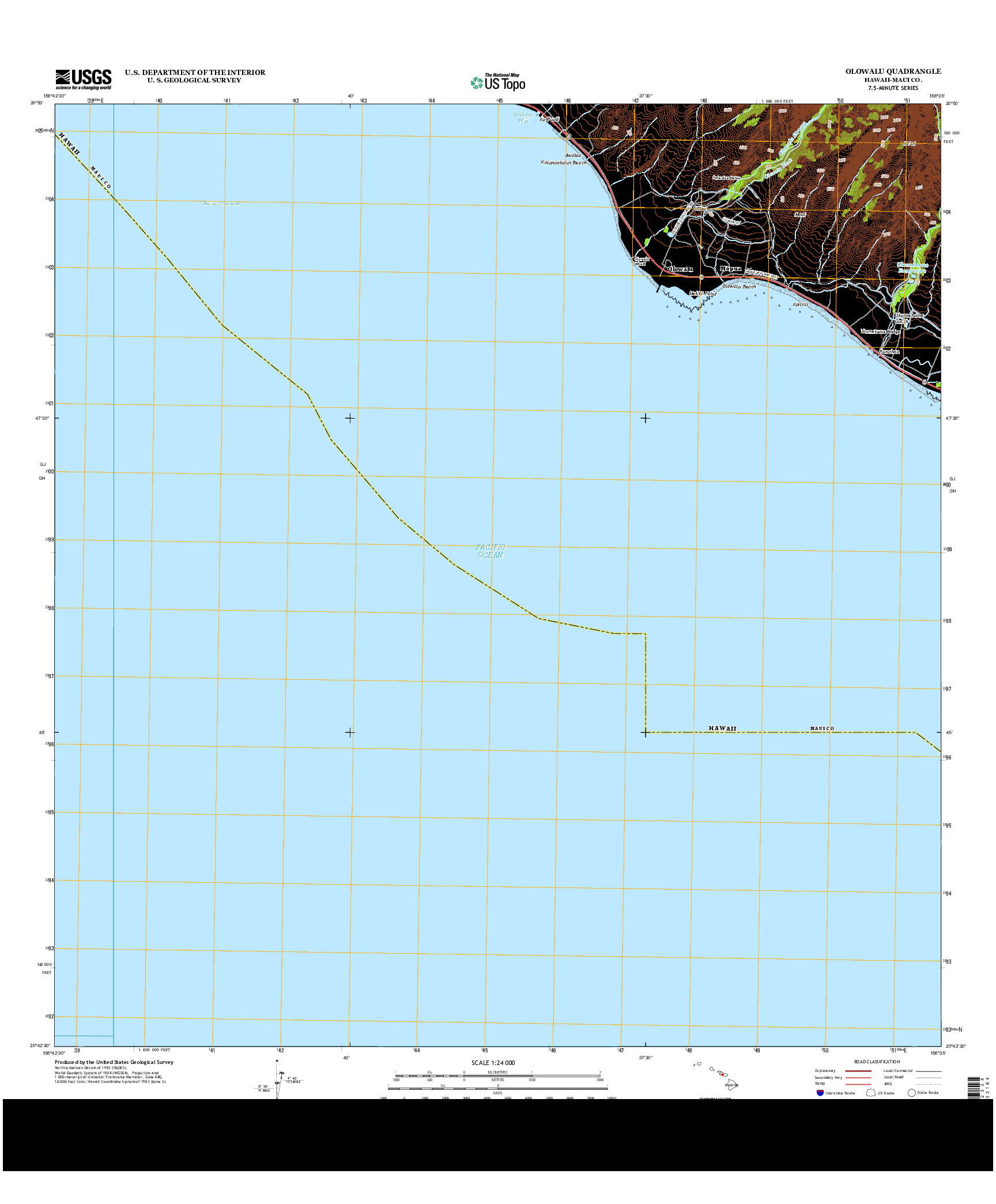 USGS US TOPO 7.5-MINUTE MAP FOR OLOWALU, HI 2013