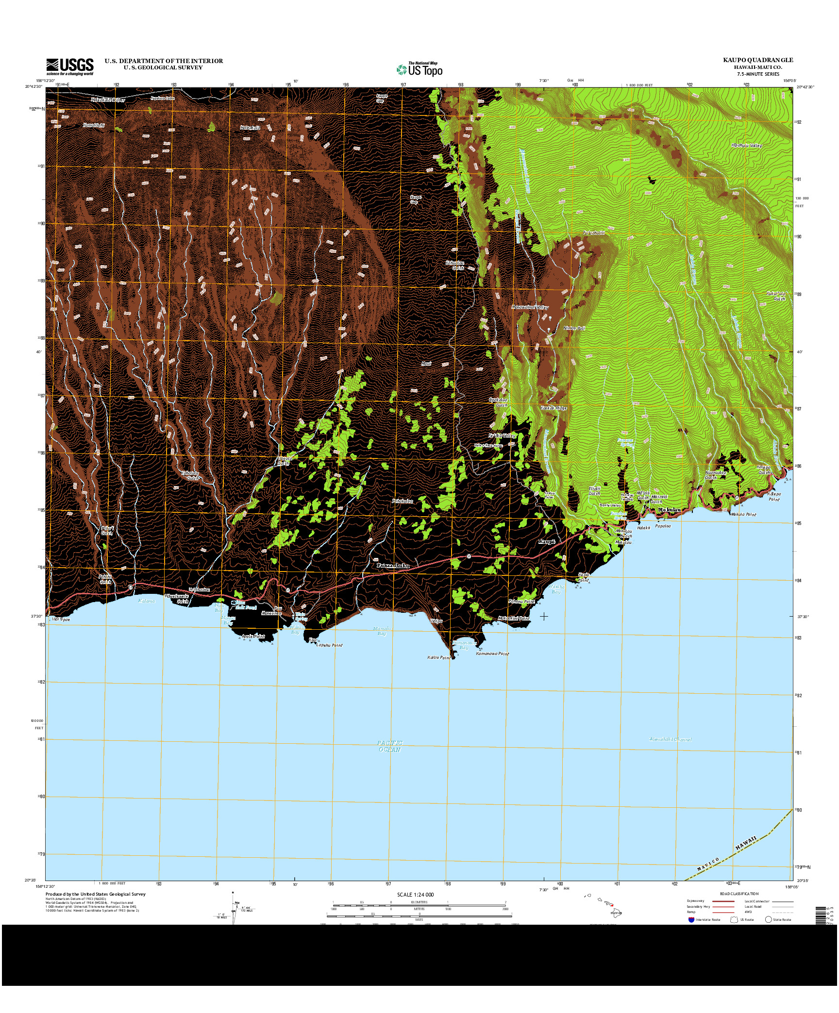 USGS US TOPO 7.5-MINUTE MAP FOR KAUPO, HI 2013