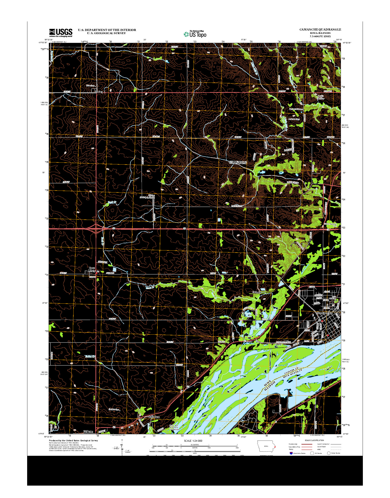 USGS US TOPO 7.5-MINUTE MAP FOR CAMANCHE, IA-IL 2013