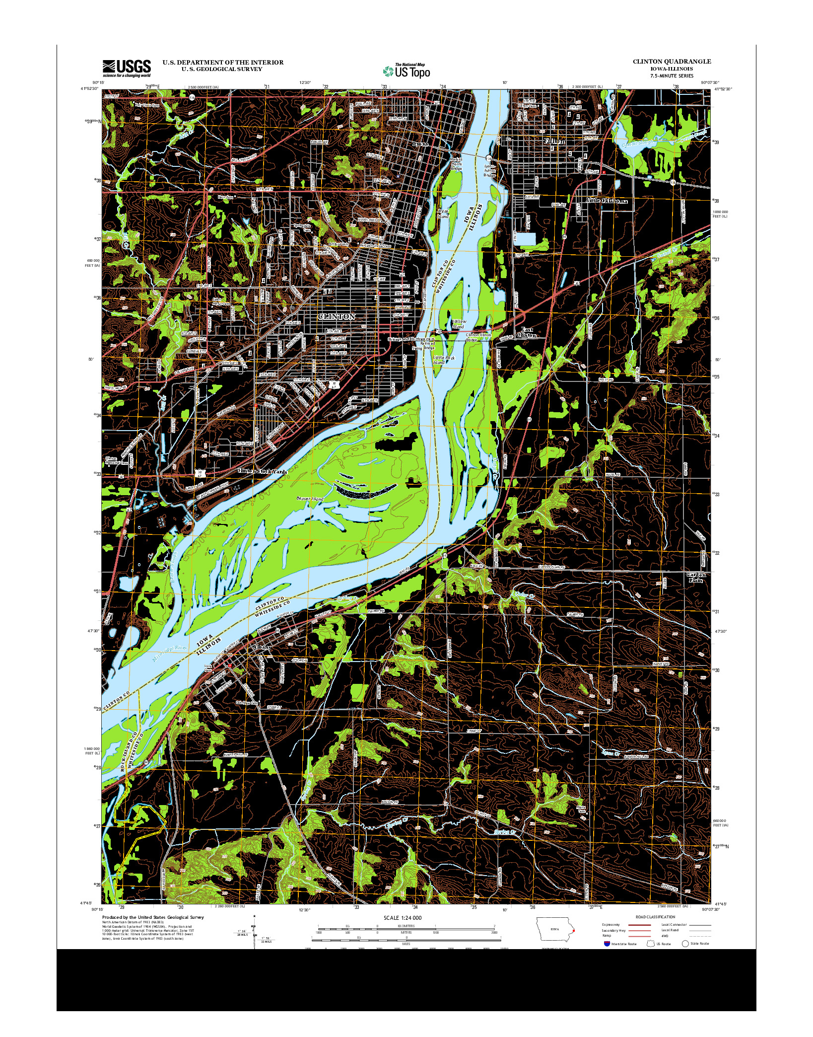 USGS US TOPO 7.5-MINUTE MAP FOR CLINTON, IA-IL 2013