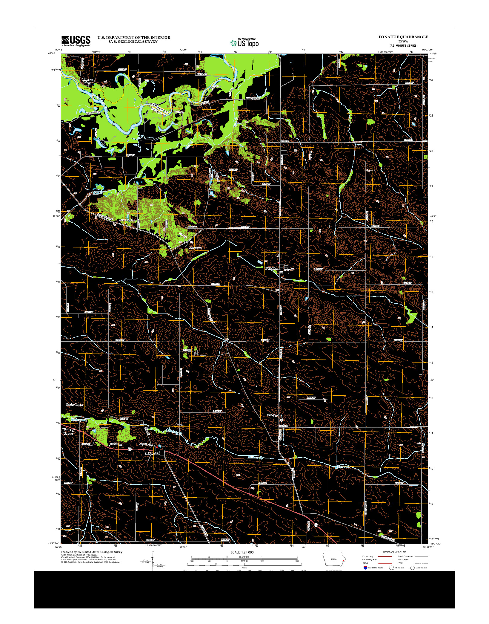 USGS US TOPO 7.5-MINUTE MAP FOR DONAHUE, IA 2013