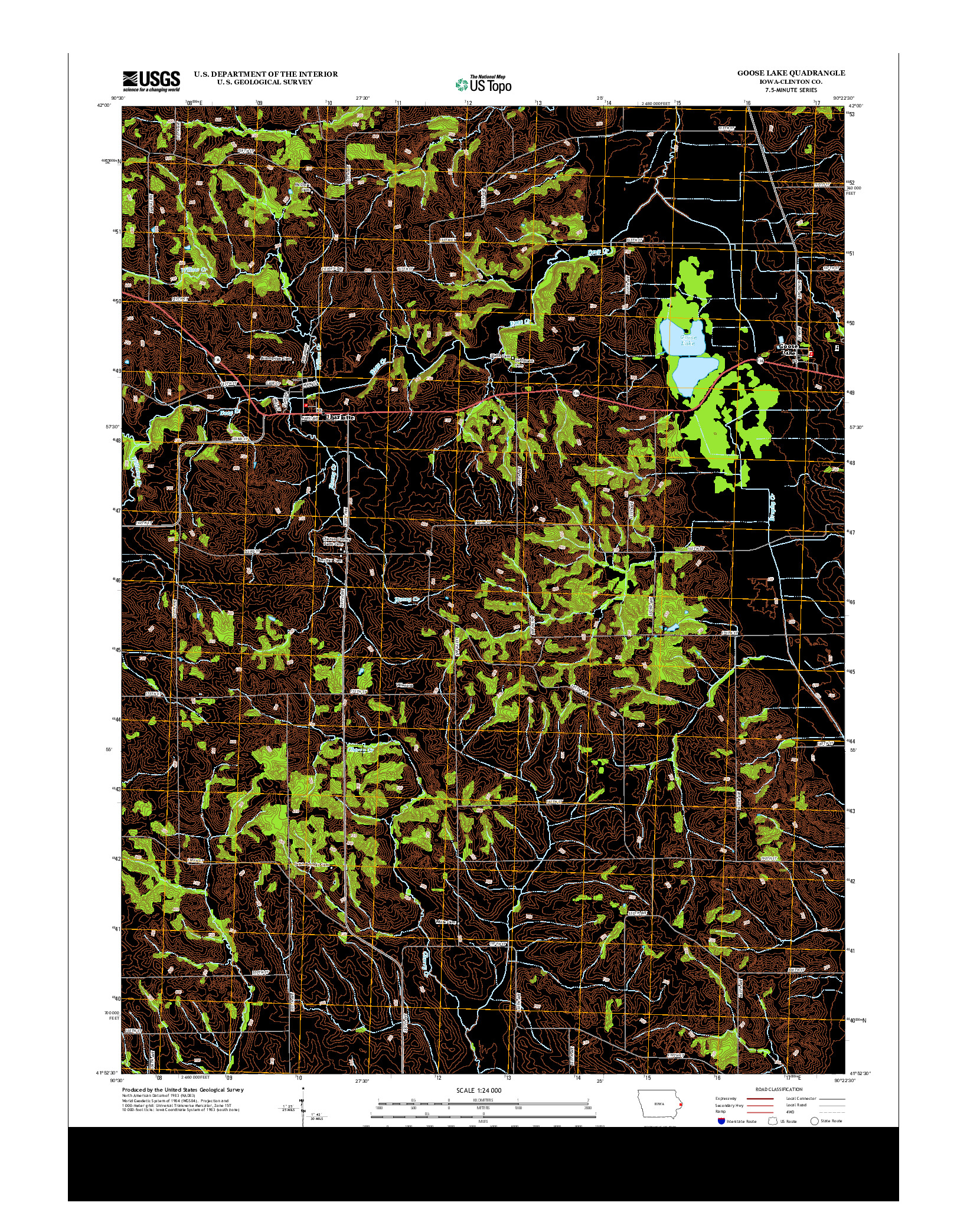 USGS US TOPO 7.5-MINUTE MAP FOR GOOSE LAKE, IA 2013