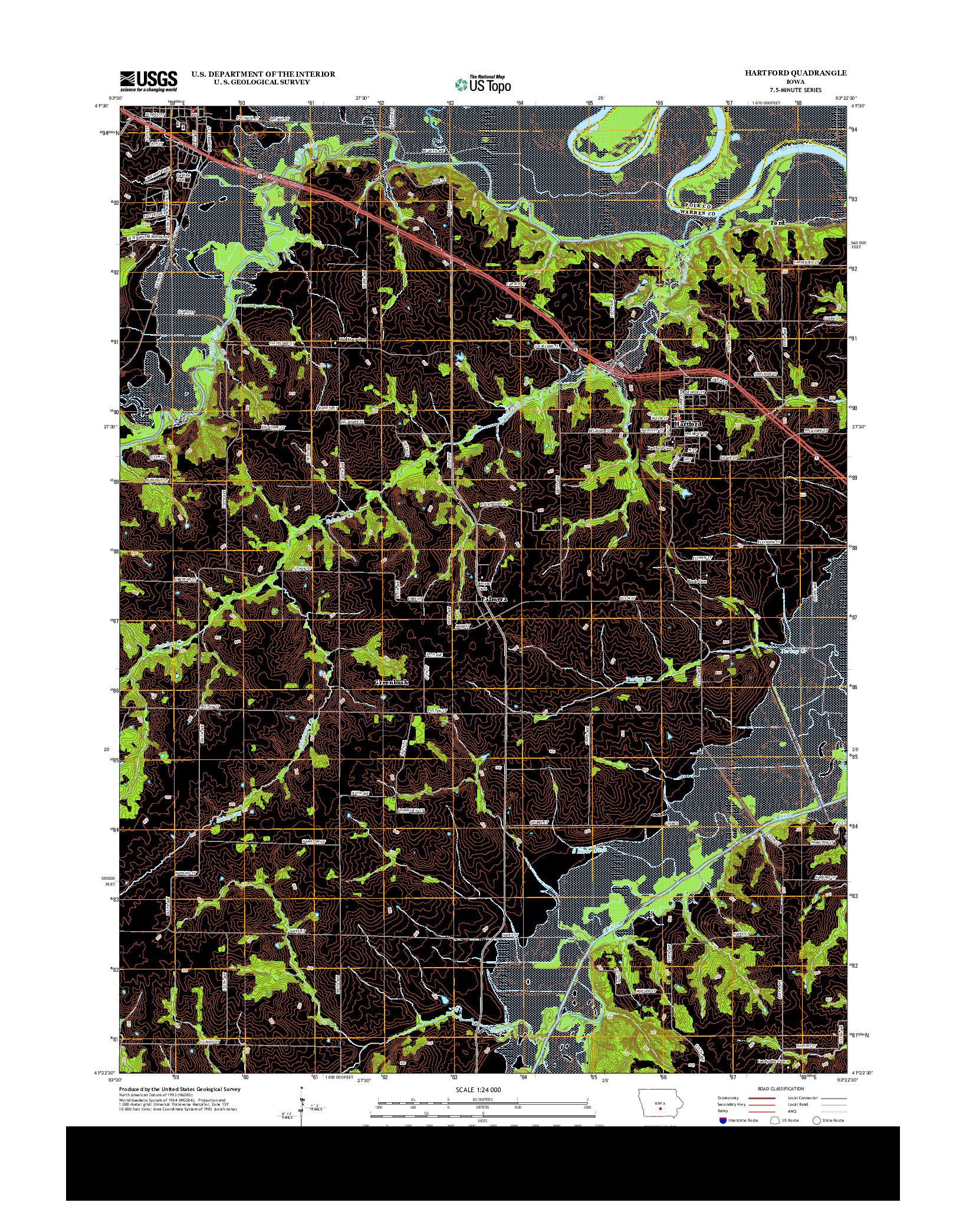 USGS US TOPO 7.5-MINUTE MAP FOR HARTFORD, IA 2013