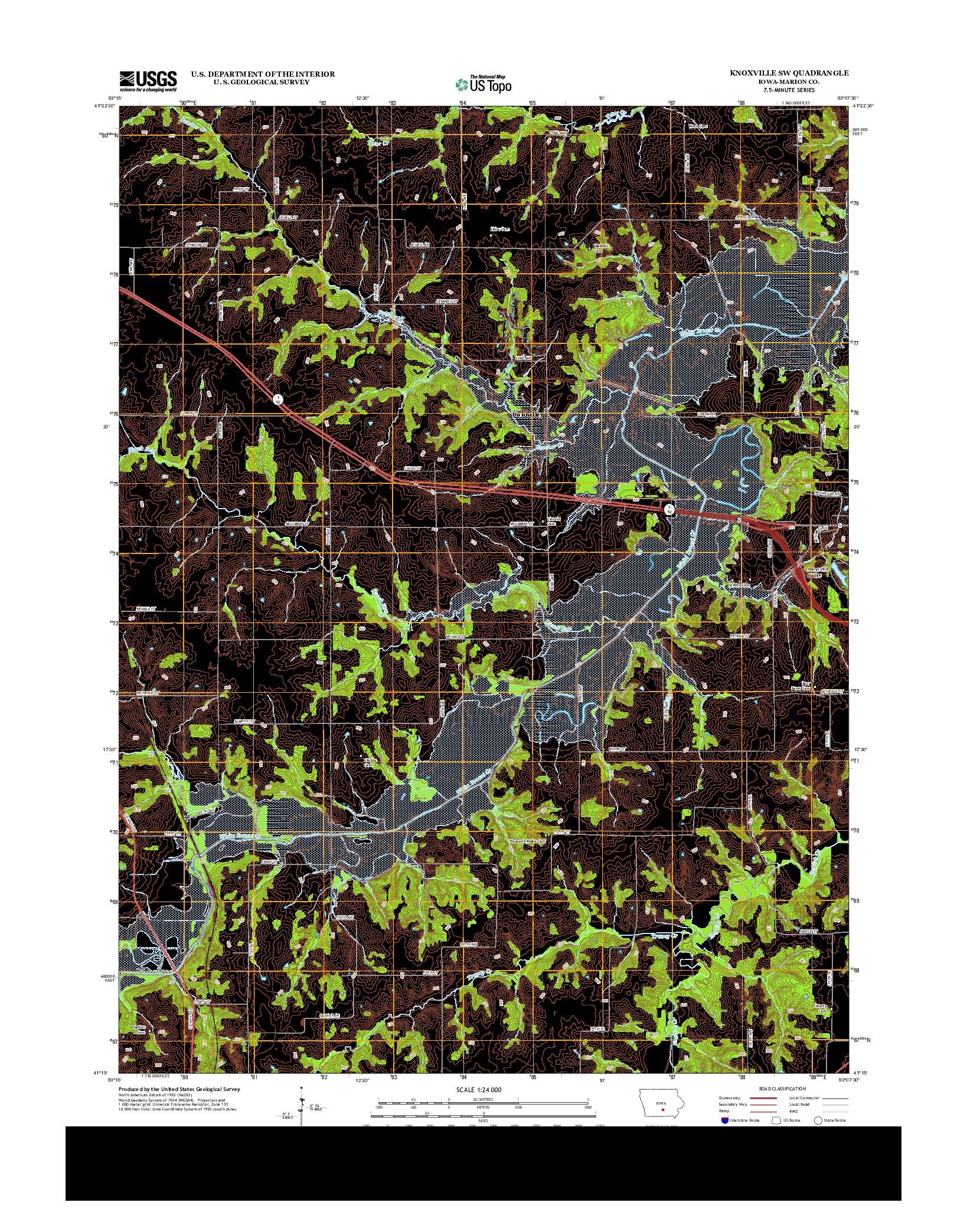 USGS US TOPO 7.5-MINUTE MAP FOR KNOXVILLE SW, IA 2013