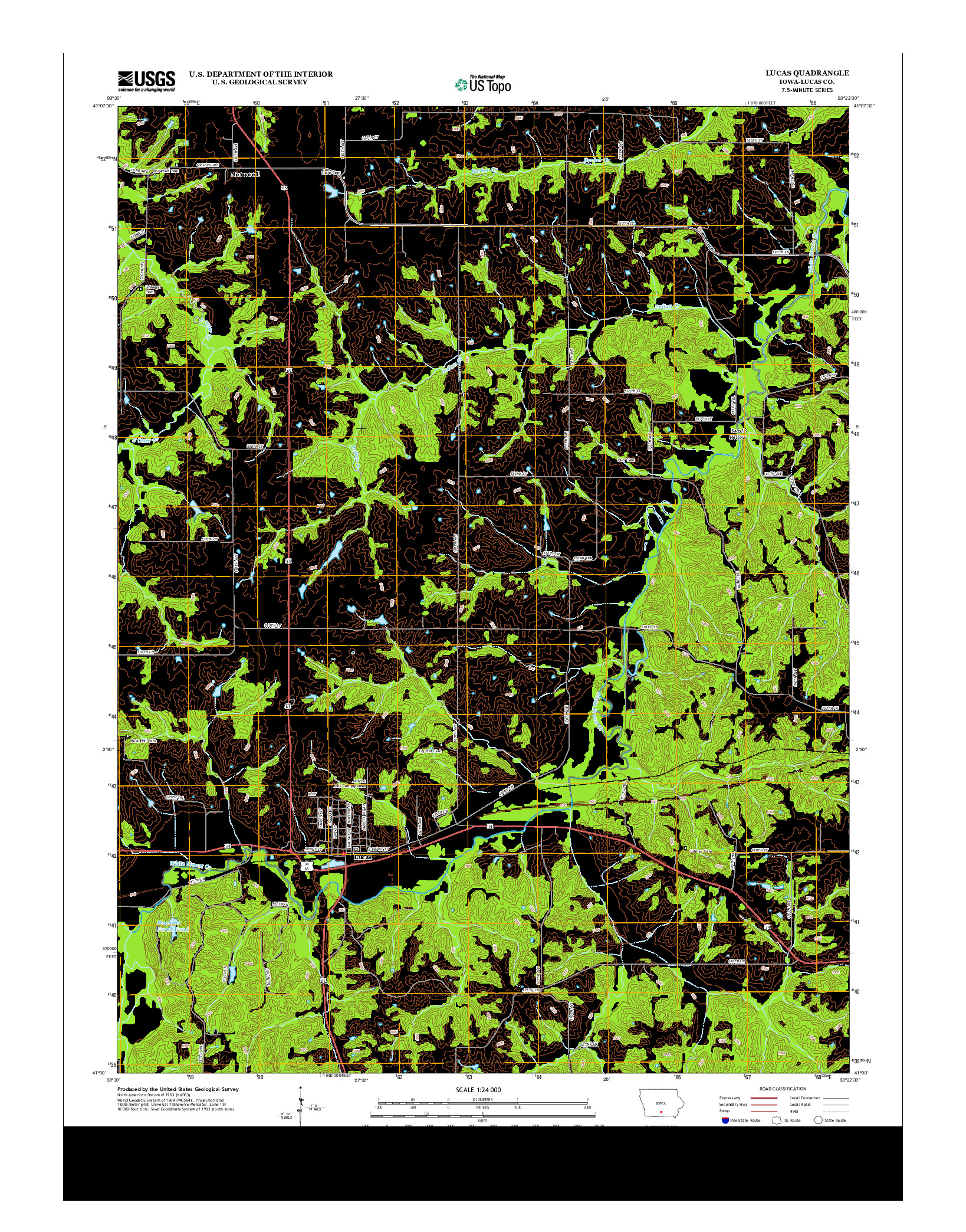 USGS US TOPO 7.5-MINUTE MAP FOR LUCAS, IA 2013