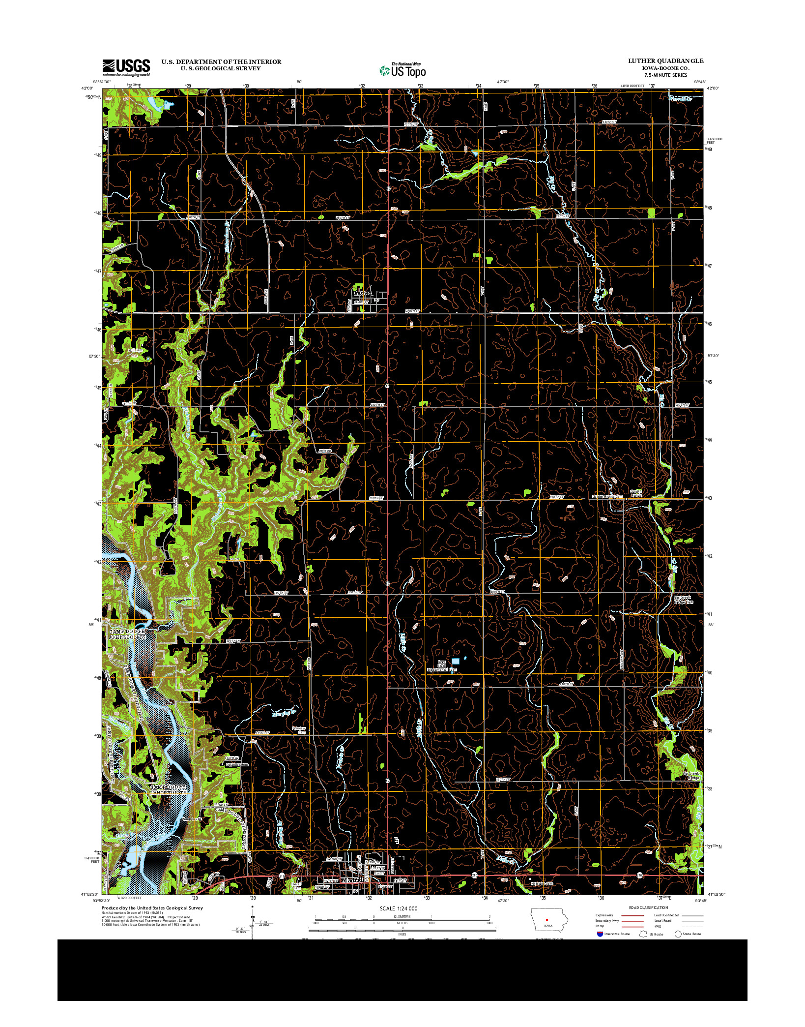 USGS US TOPO 7.5-MINUTE MAP FOR LUTHER, IA 2013