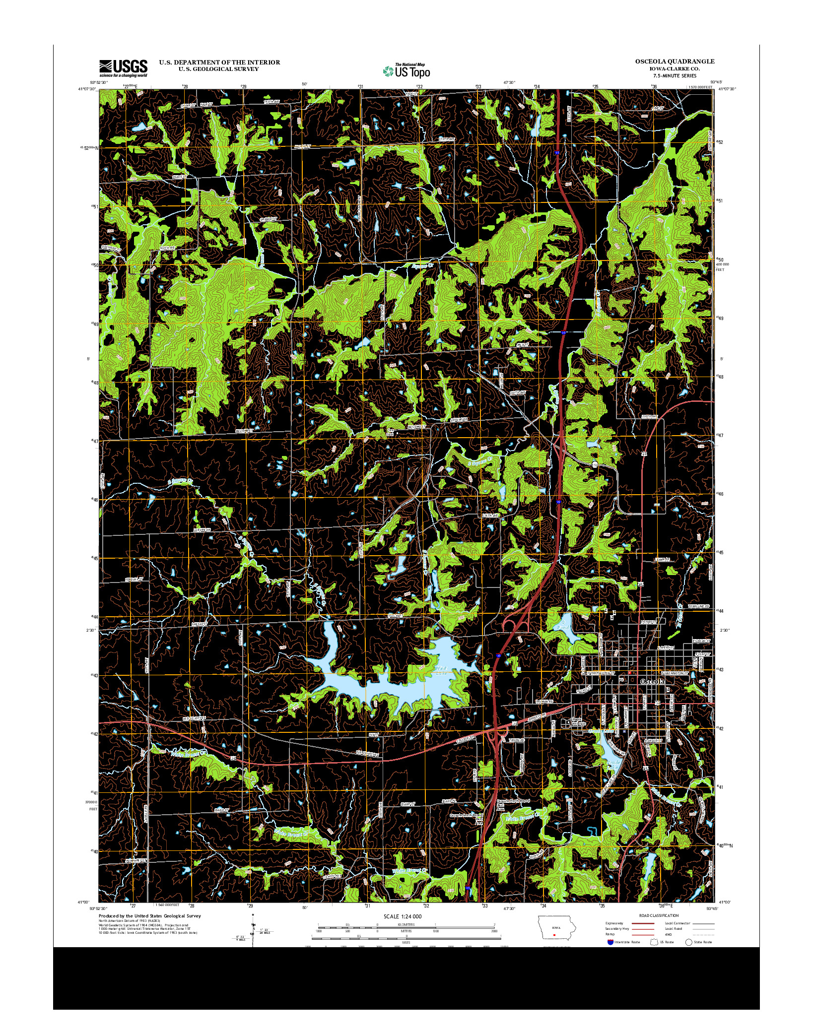 USGS US TOPO 7.5-MINUTE MAP FOR OSCEOLA, IA 2013