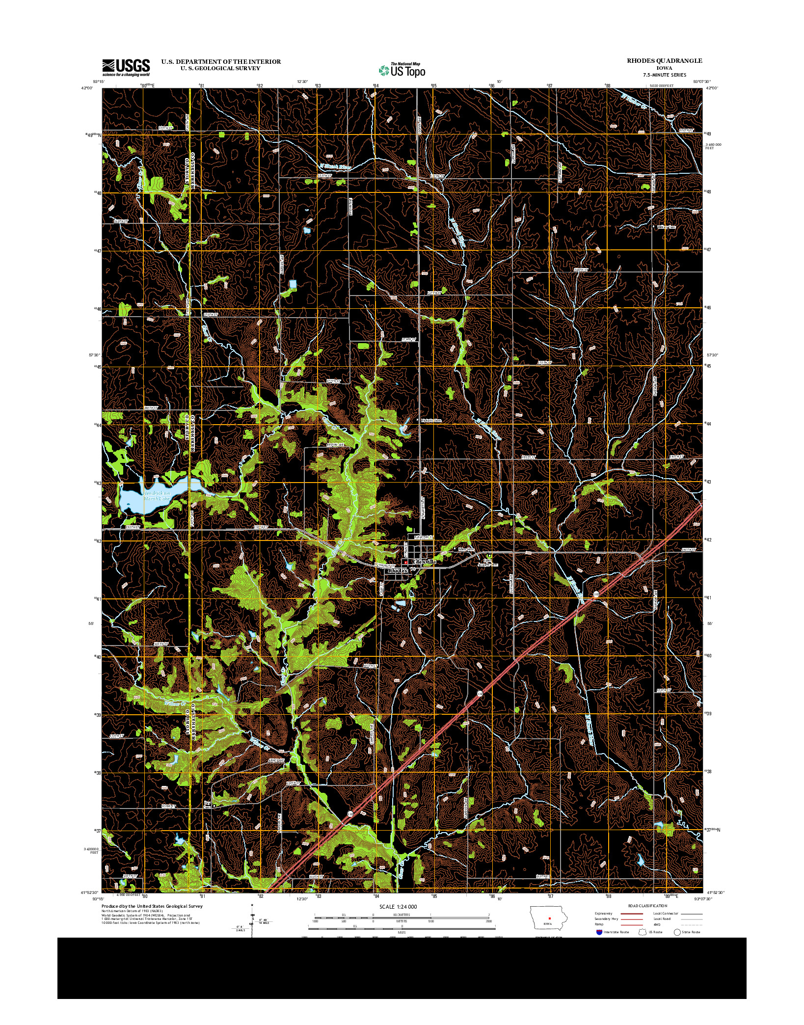 USGS US TOPO 7.5-MINUTE MAP FOR RHODES, IA 2013