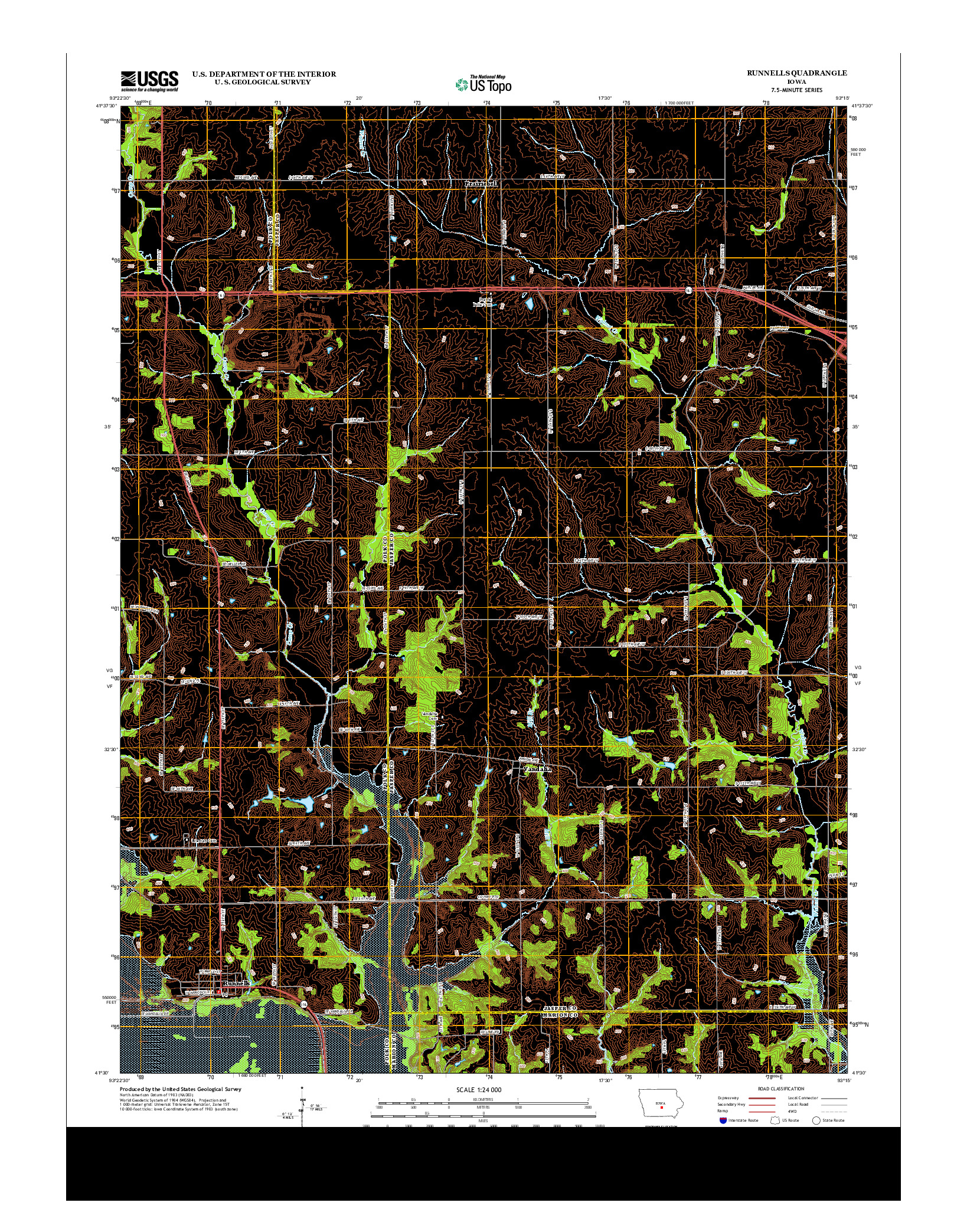 USGS US TOPO 7.5-MINUTE MAP FOR RUNNELLS, IA 2013