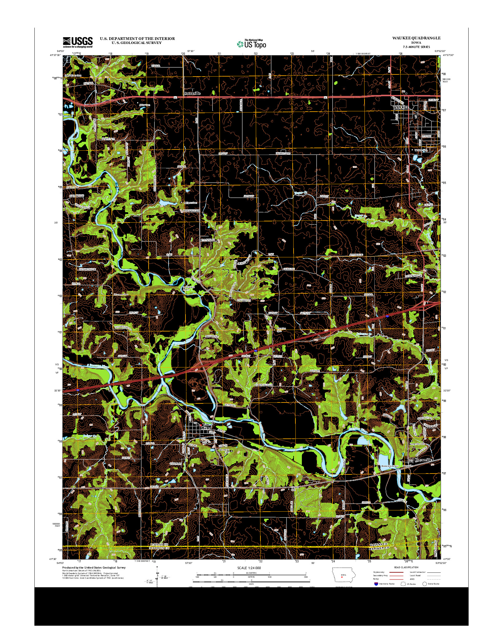 USGS US TOPO 7.5-MINUTE MAP FOR WAUKEE, IA 2013