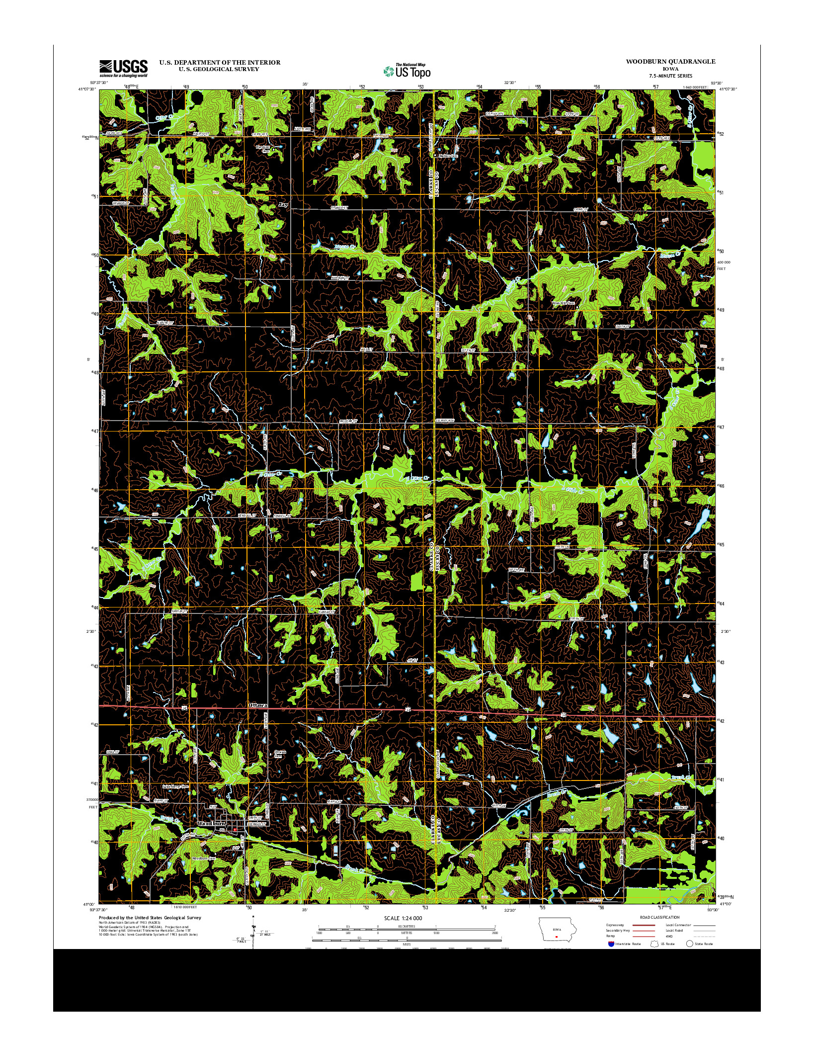 USGS US TOPO 7.5-MINUTE MAP FOR WOODBURN, IA 2013