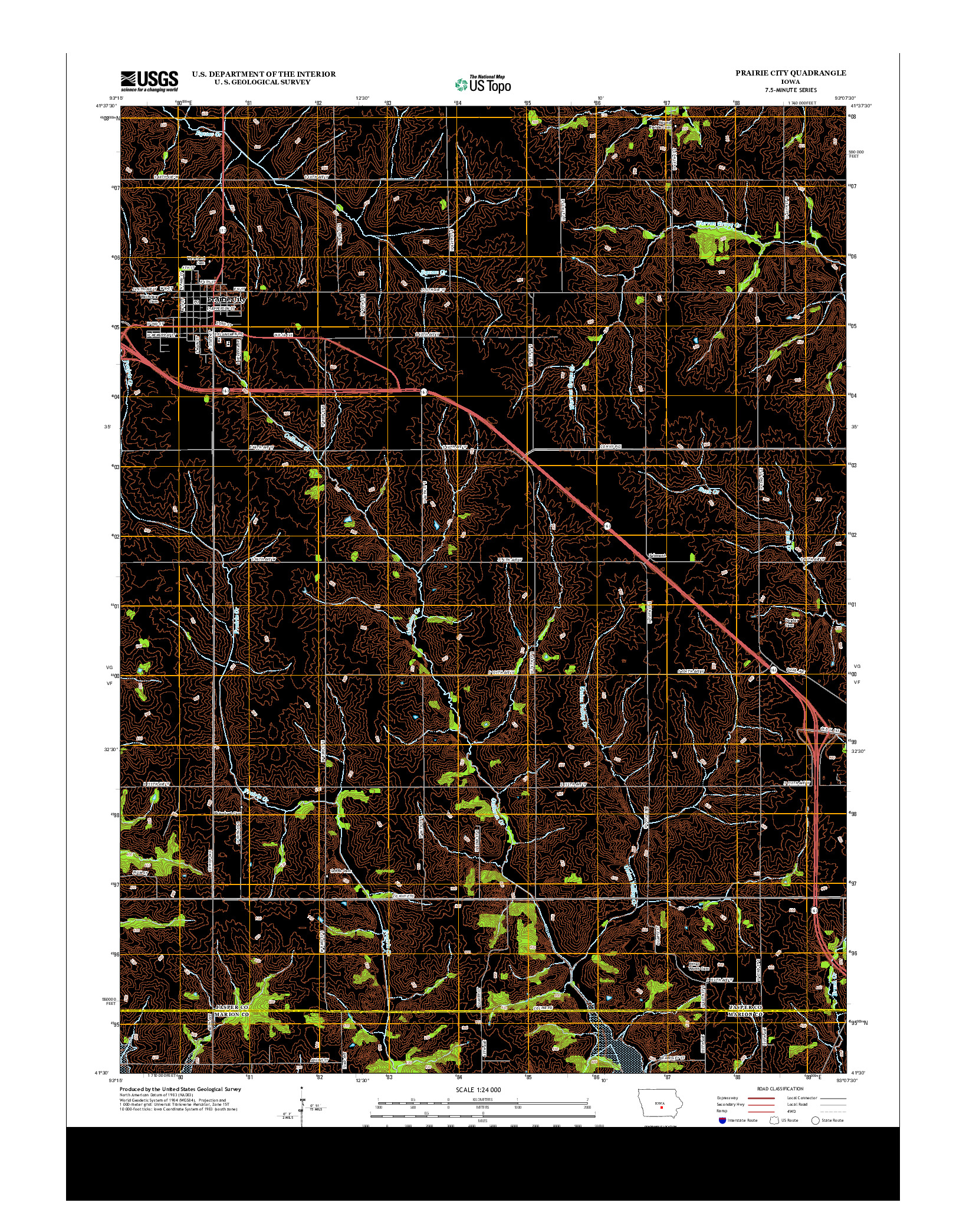 USGS US TOPO 7.5-MINUTE MAP FOR PRAIRIE CITY, IA 2013