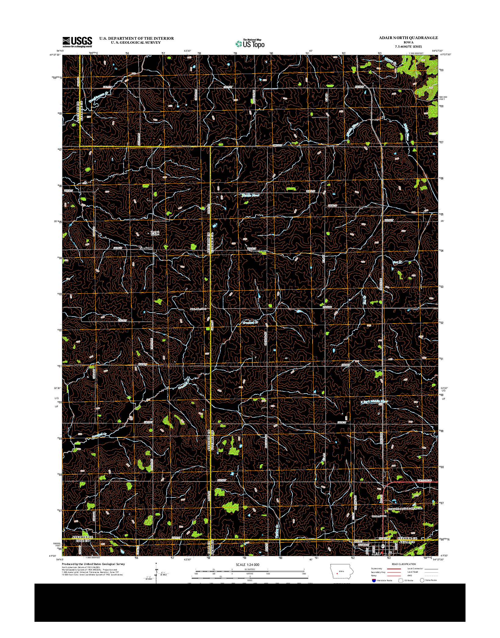 USGS US TOPO 7.5-MINUTE MAP FOR ADAIR NORTH, IA 2013