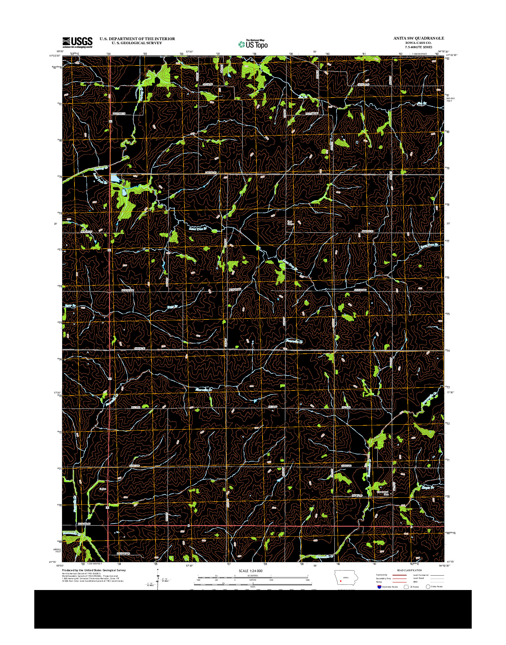 USGS US TOPO 7.5-MINUTE MAP FOR ANITA SW, IA 2013