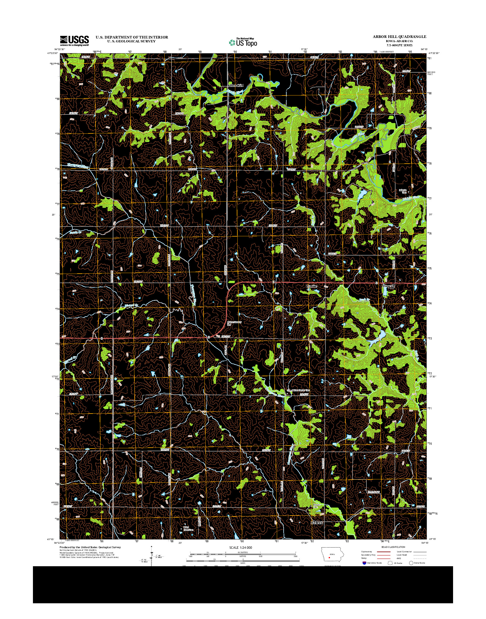 USGS US TOPO 7.5-MINUTE MAP FOR ARBOR HILL, IA 2013