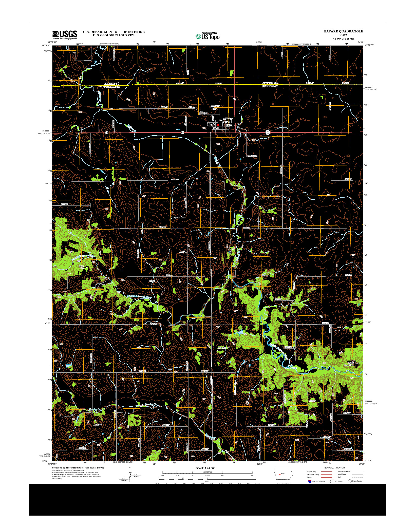 USGS US TOPO 7.5-MINUTE MAP FOR BAYARD, IA 2013