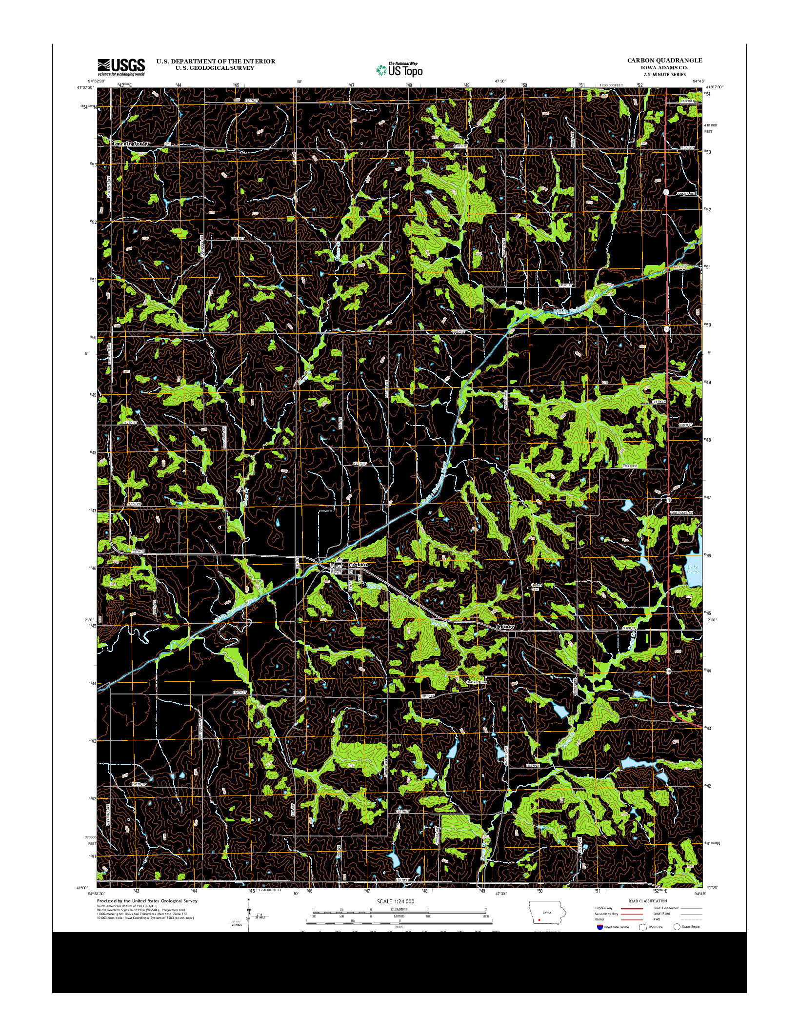 USGS US TOPO 7.5-MINUTE MAP FOR CARBON, IA 2013