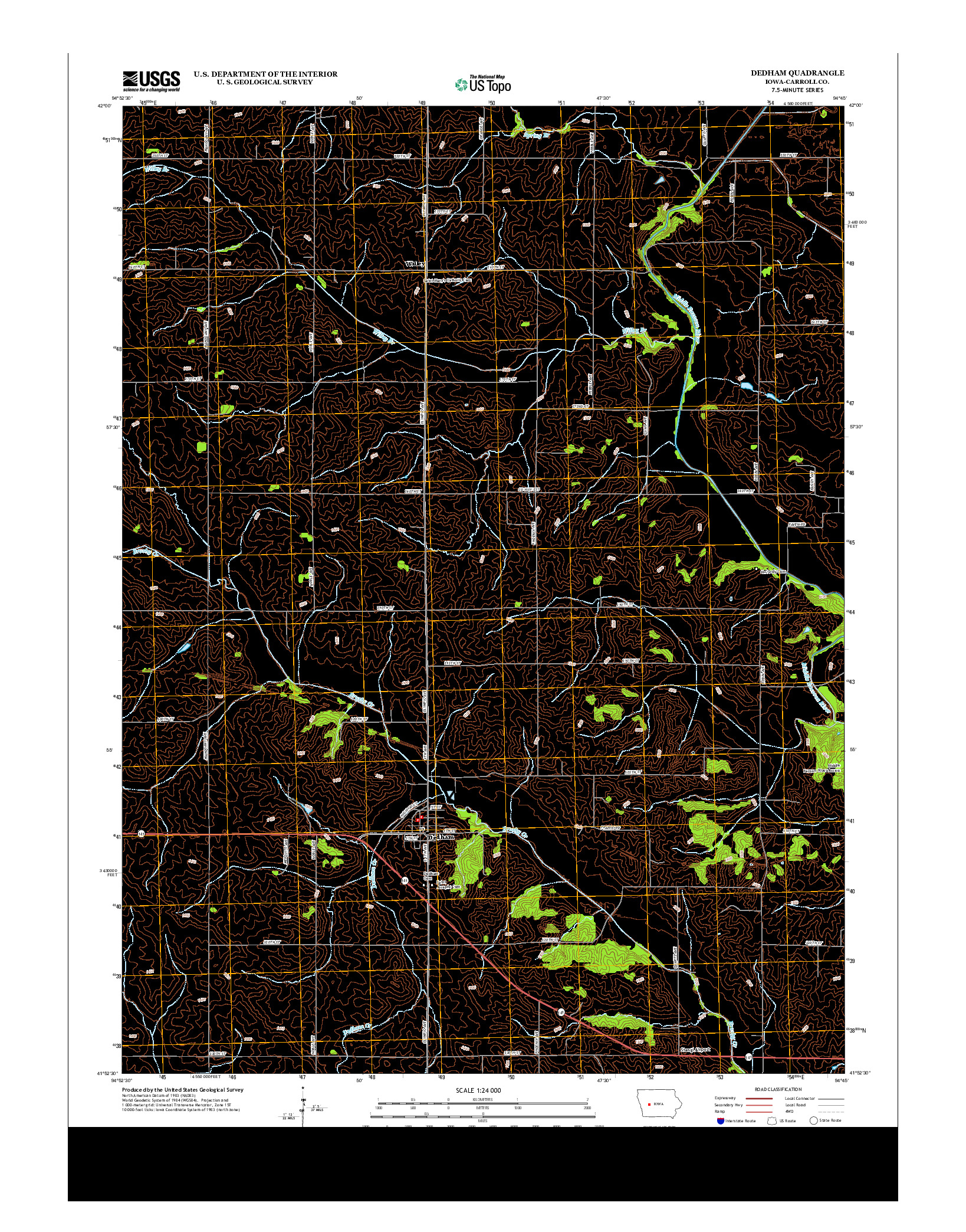 USGS US TOPO 7.5-MINUTE MAP FOR DEDHAM, IA 2013