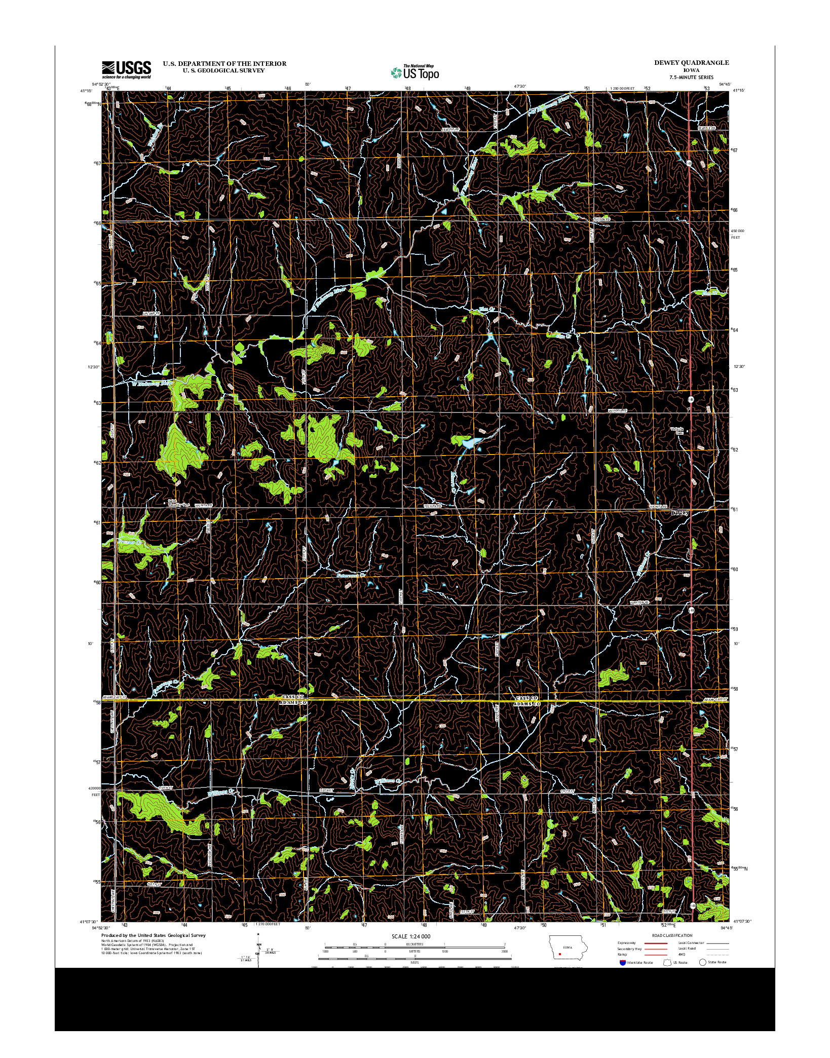USGS US TOPO 7.5-MINUTE MAP FOR DEWEY, IA 2013