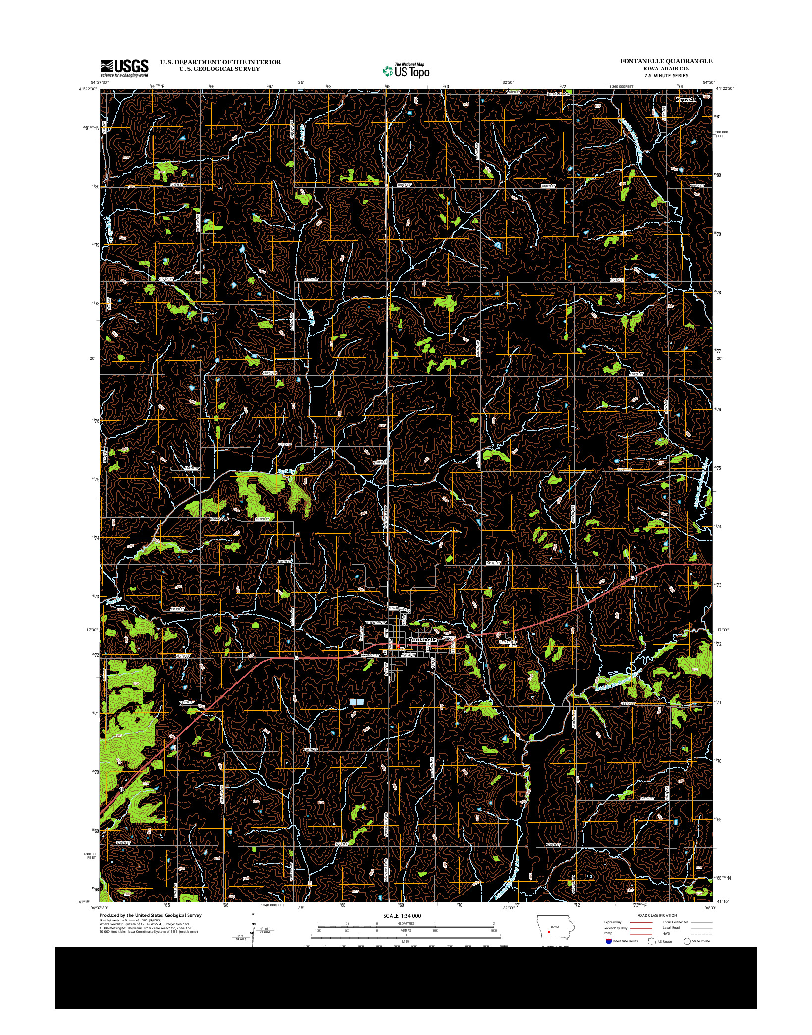 USGS US TOPO 7.5-MINUTE MAP FOR FONTANELLE, IA 2013