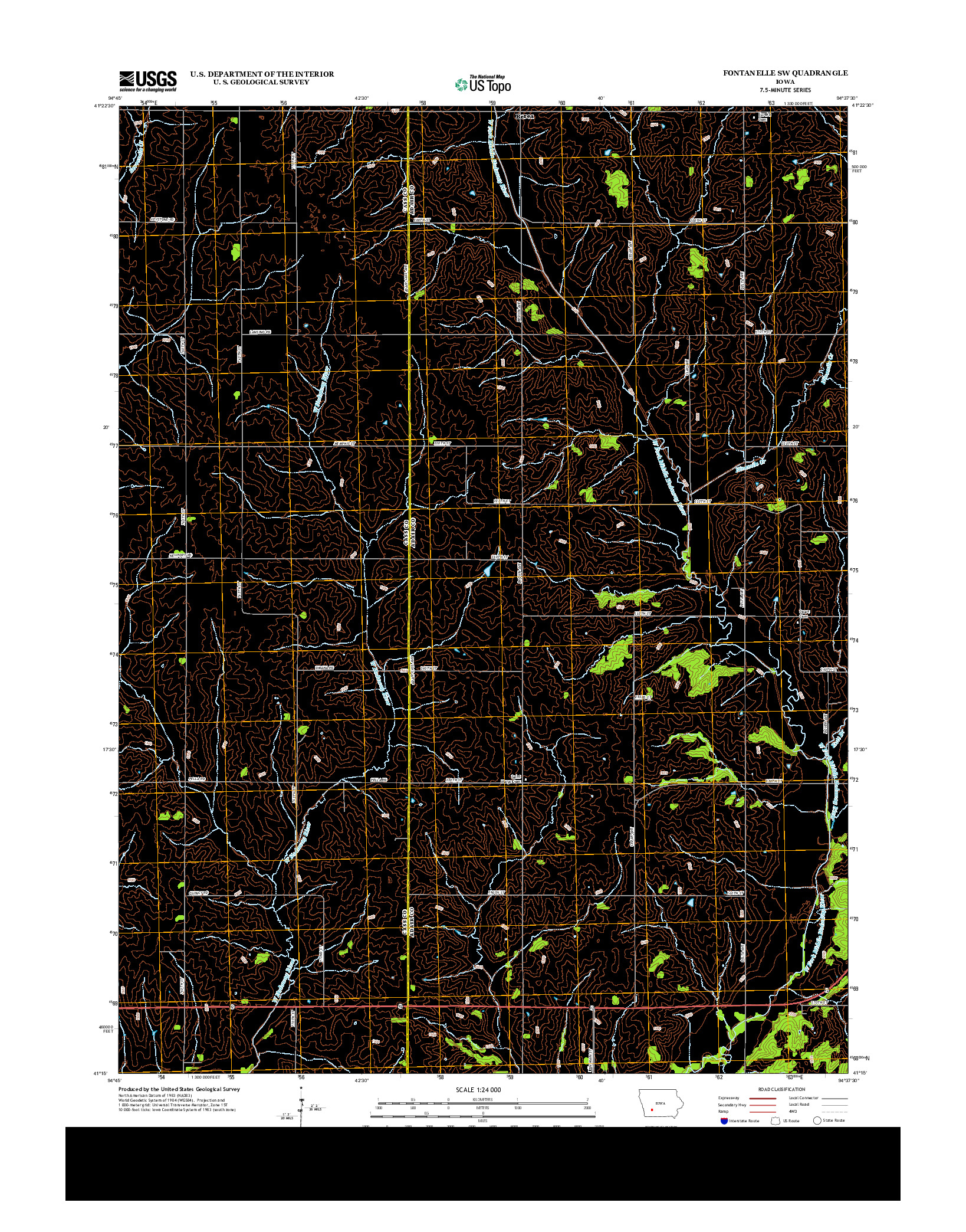 USGS US TOPO 7.5-MINUTE MAP FOR FONTANELLE SW, IA 2013