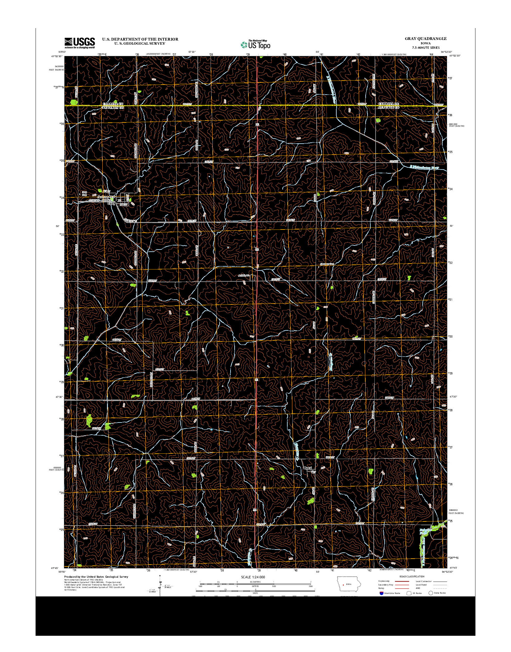USGS US TOPO 7.5-MINUTE MAP FOR GRAY, IA 2013