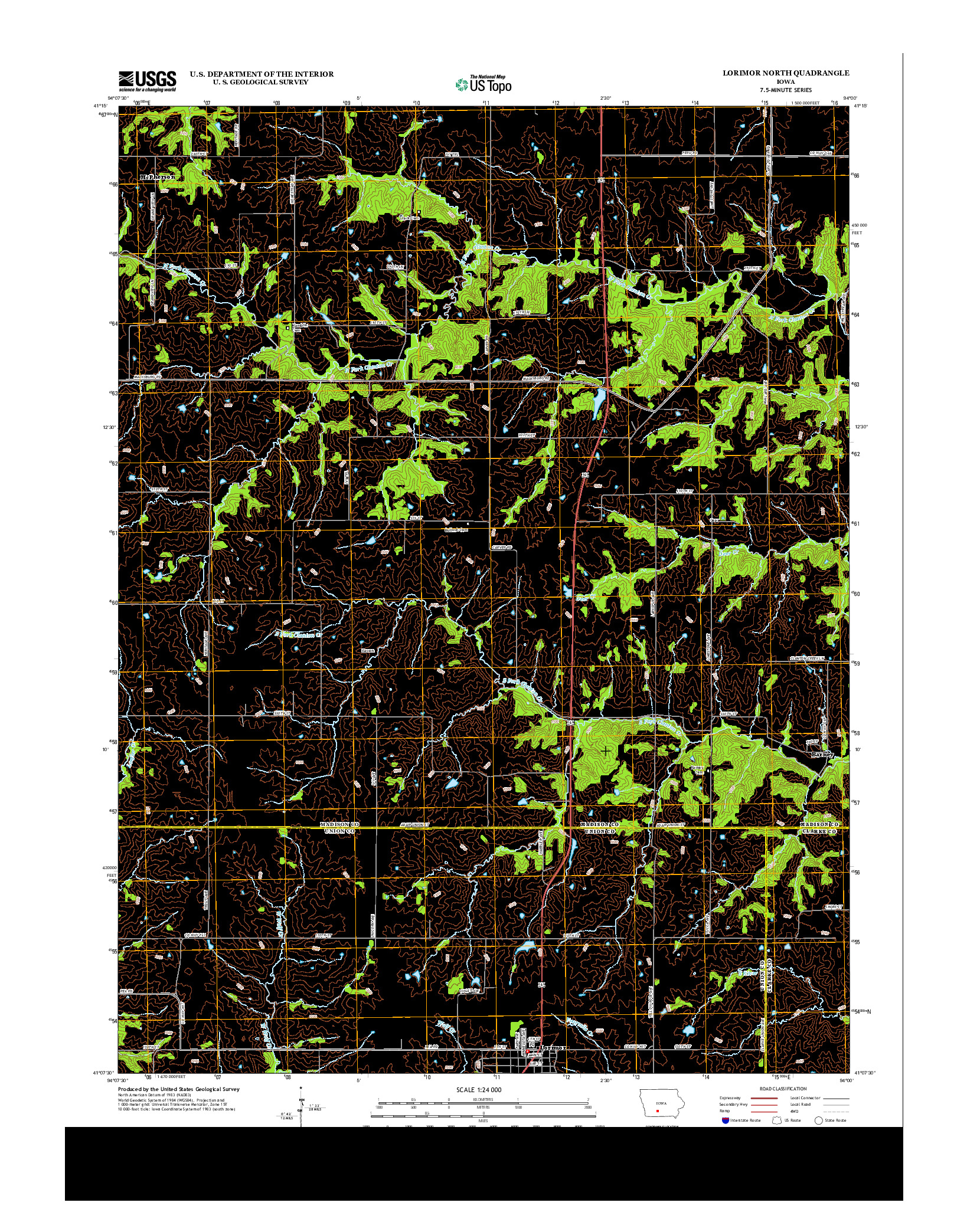 USGS US TOPO 7.5-MINUTE MAP FOR LORIMOR NORTH, IA 2013