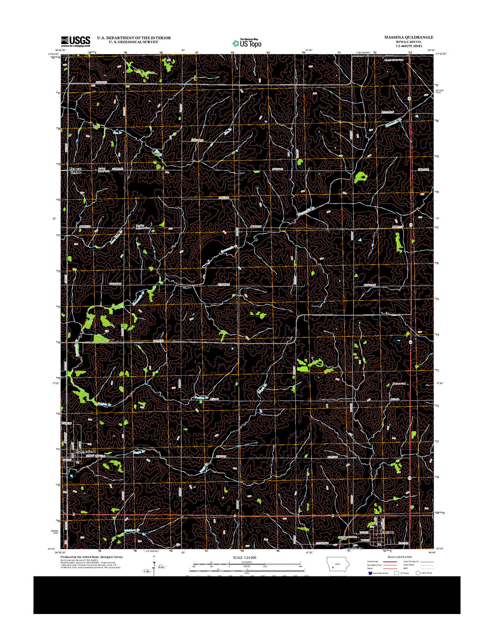 USGS US TOPO 7.5-MINUTE MAP FOR MASSENA, IA 2013