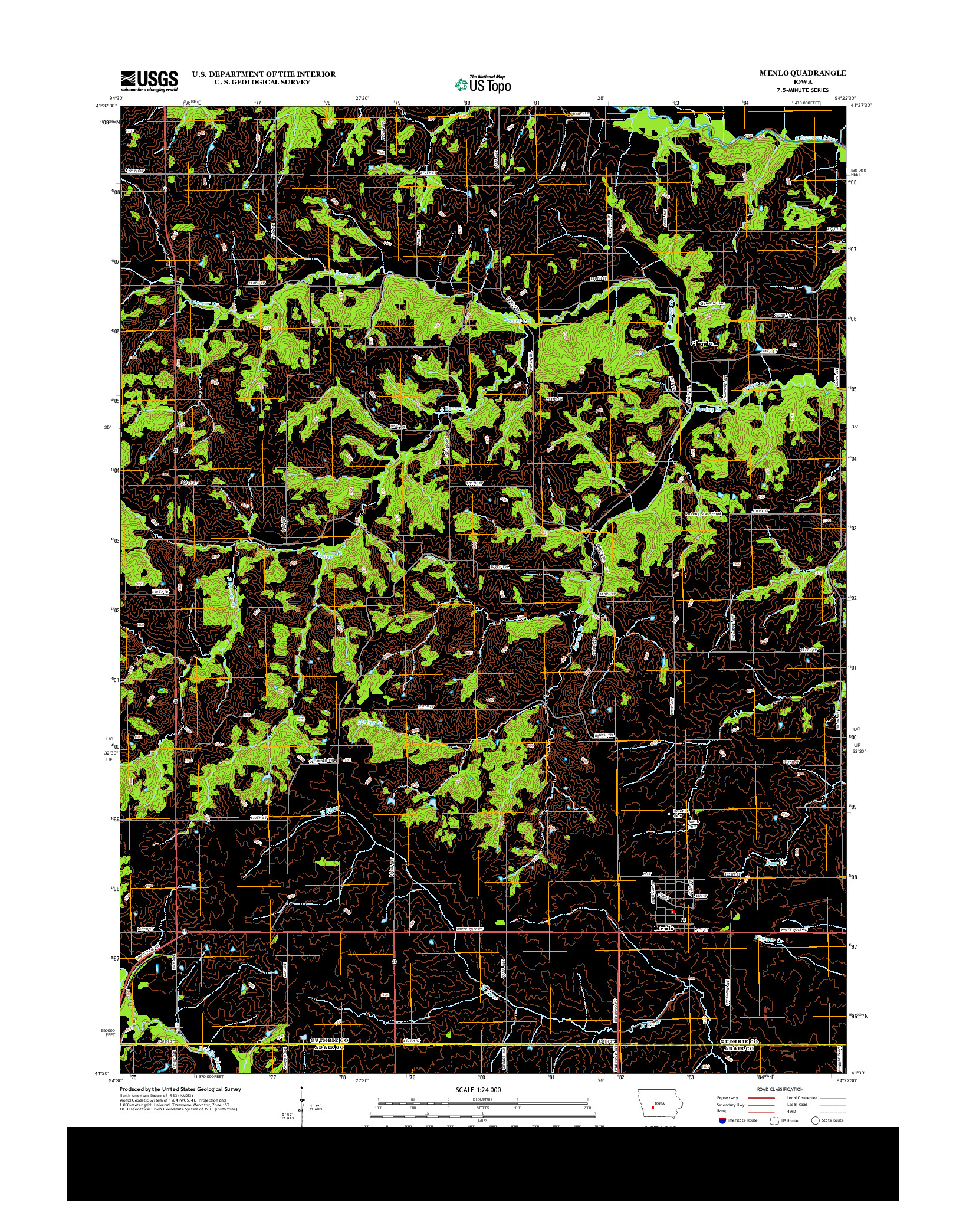 USGS US TOPO 7.5-MINUTE MAP FOR MENLO, IA 2013
