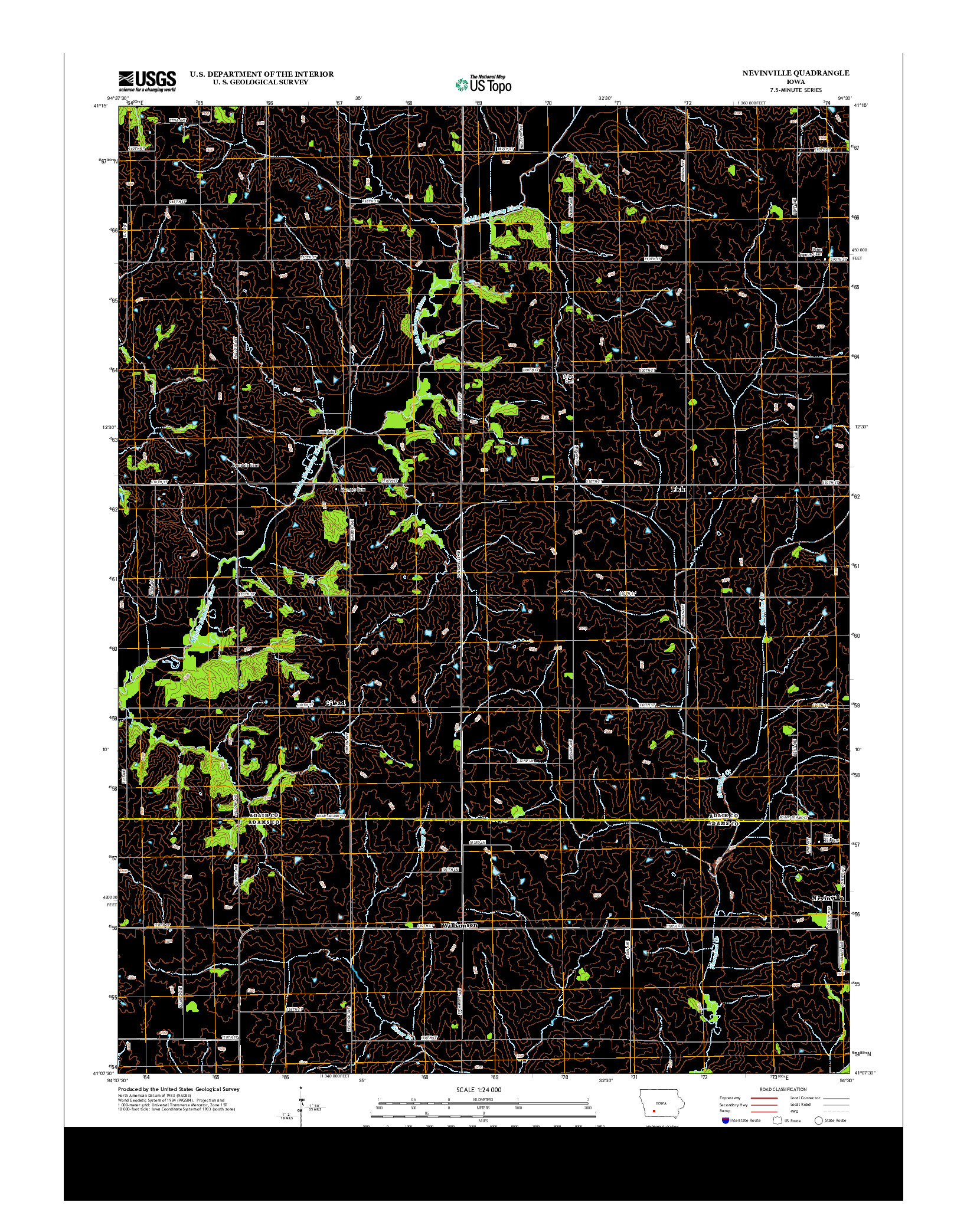 USGS US TOPO 7.5-MINUTE MAP FOR NEVINVILLE, IA 2013