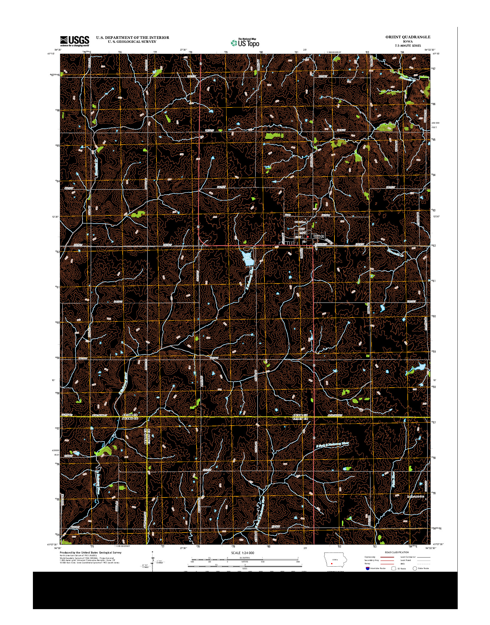 USGS US TOPO 7.5-MINUTE MAP FOR ORIENT, IA 2013