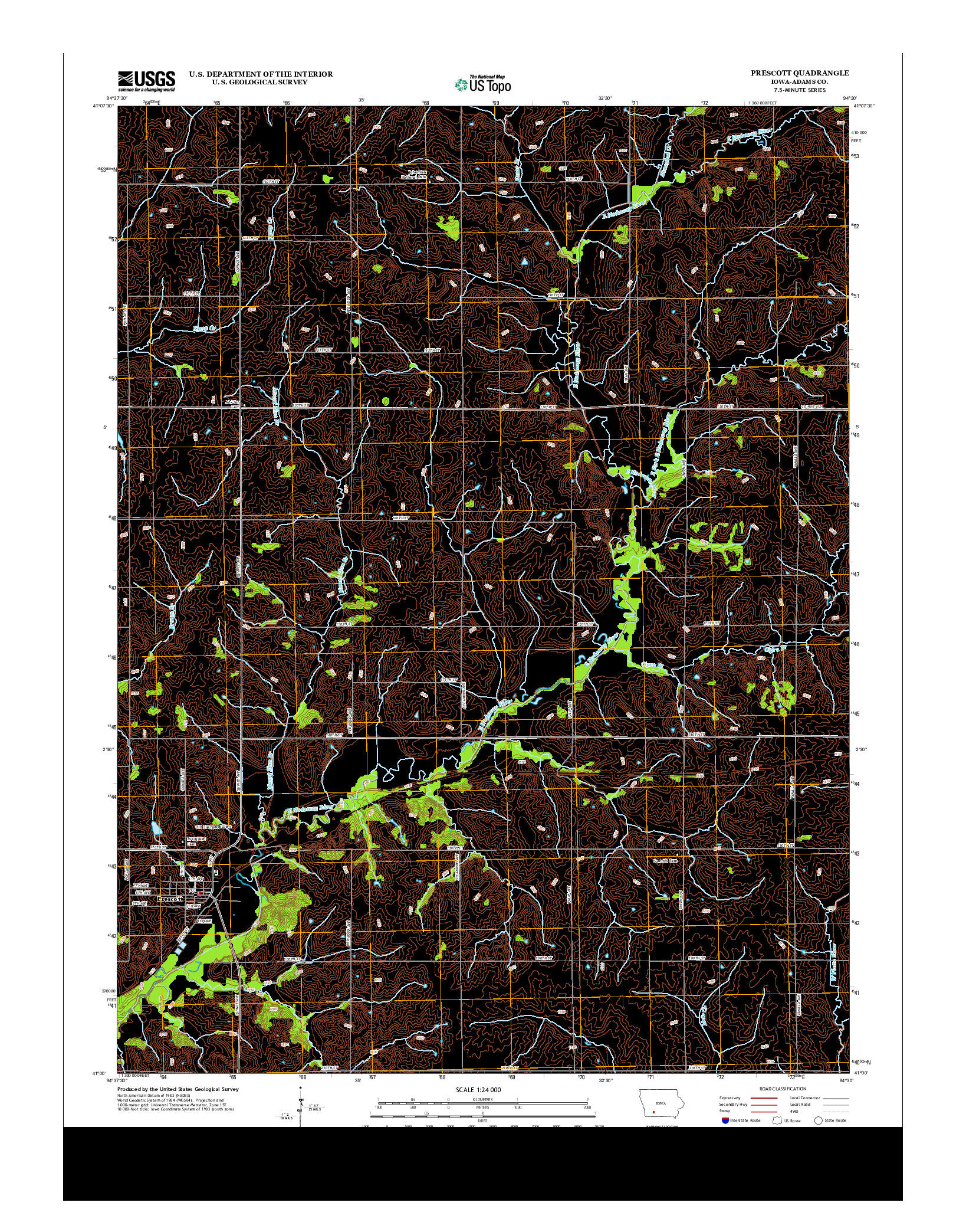 USGS US TOPO 7.5-MINUTE MAP FOR PRESCOTT, IA 2013