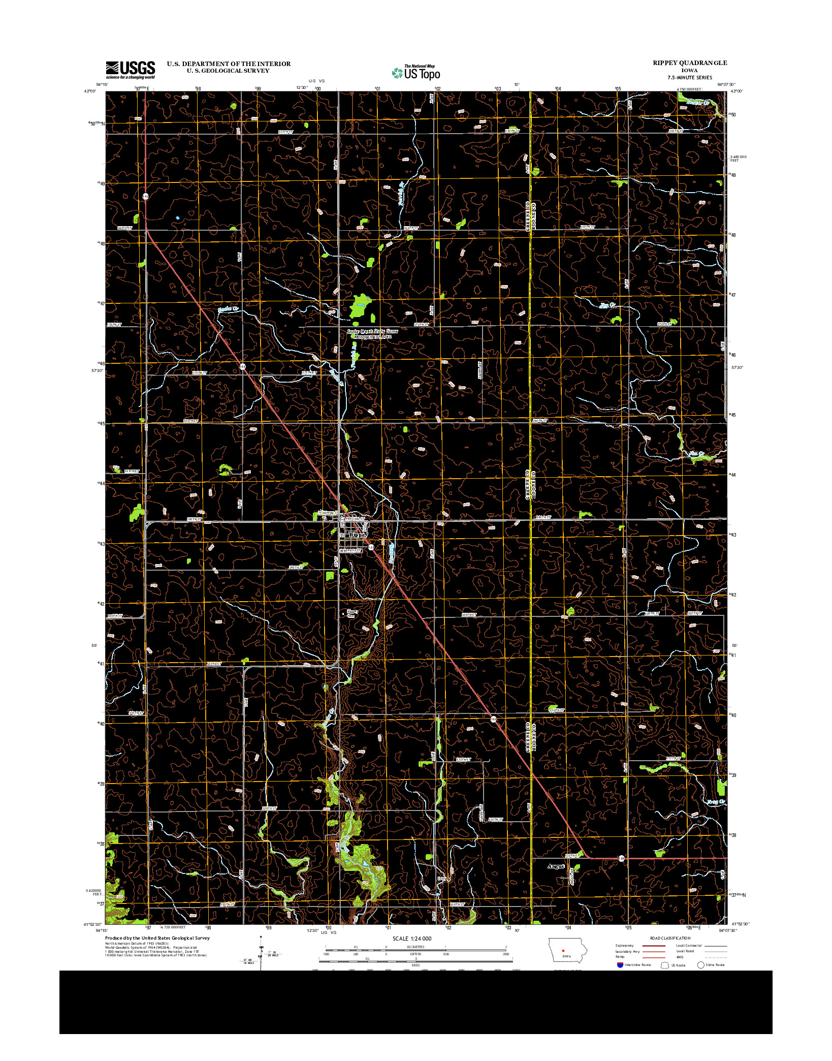 USGS US TOPO 7.5-MINUTE MAP FOR RIPPEY, IA 2013