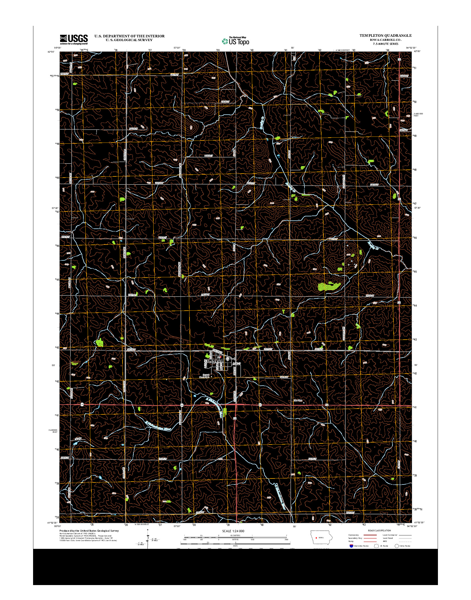 USGS US TOPO 7.5-MINUTE MAP FOR TEMPLETON, IA 2013