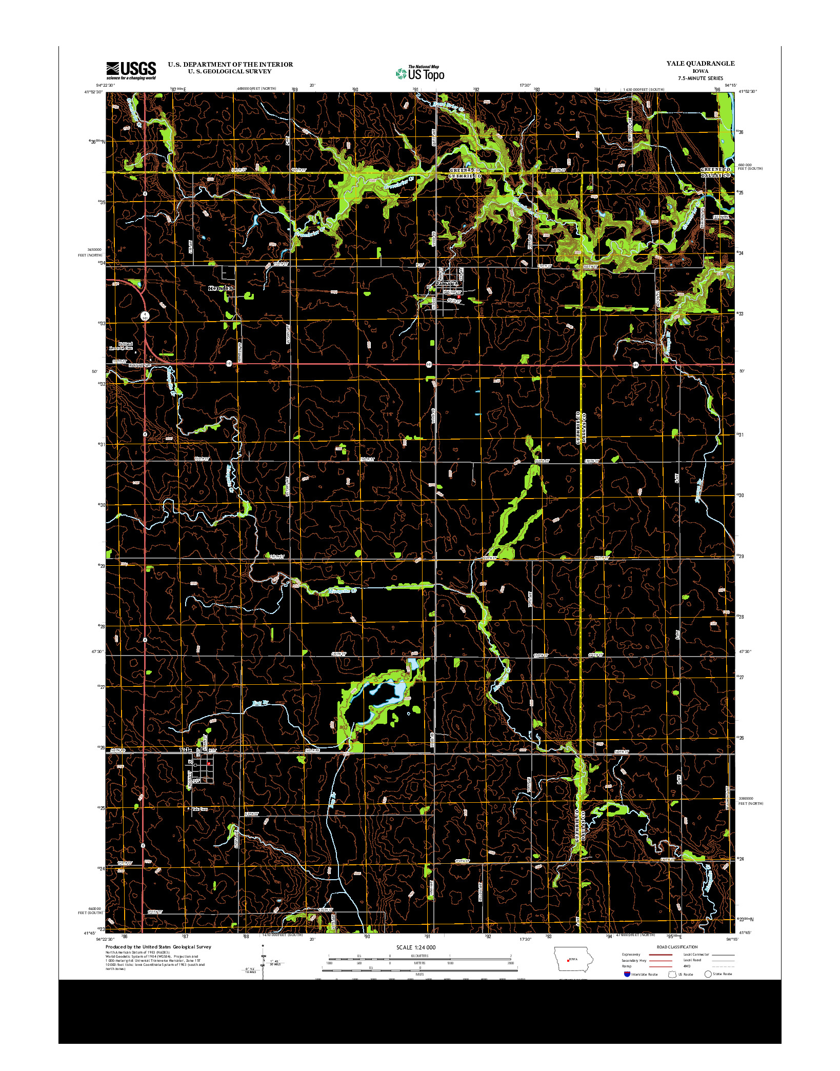 USGS US TOPO 7.5-MINUTE MAP FOR YALE, IA 2013